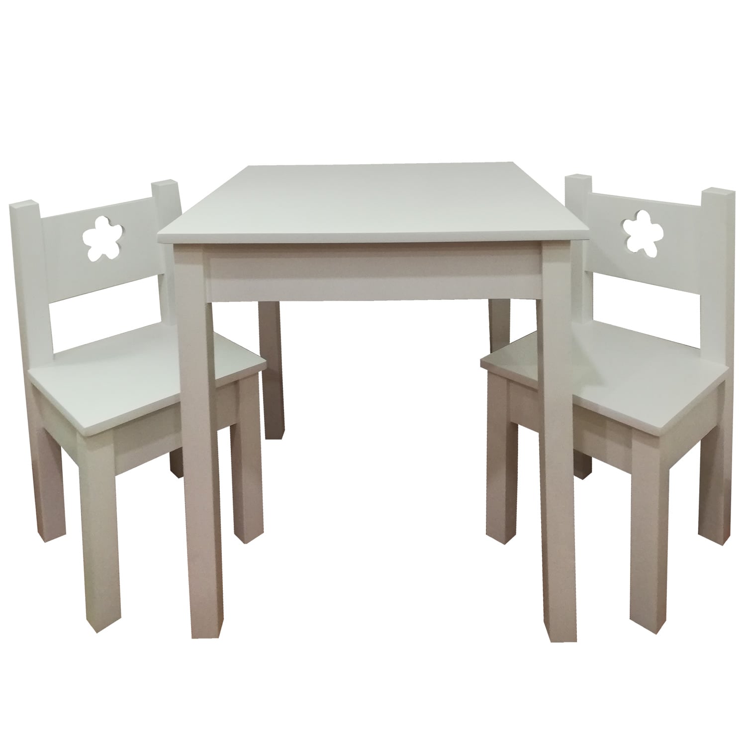 MESA MUEBLES KIDS CON SILLAS INFANTIL BLANCO FLOR - 1