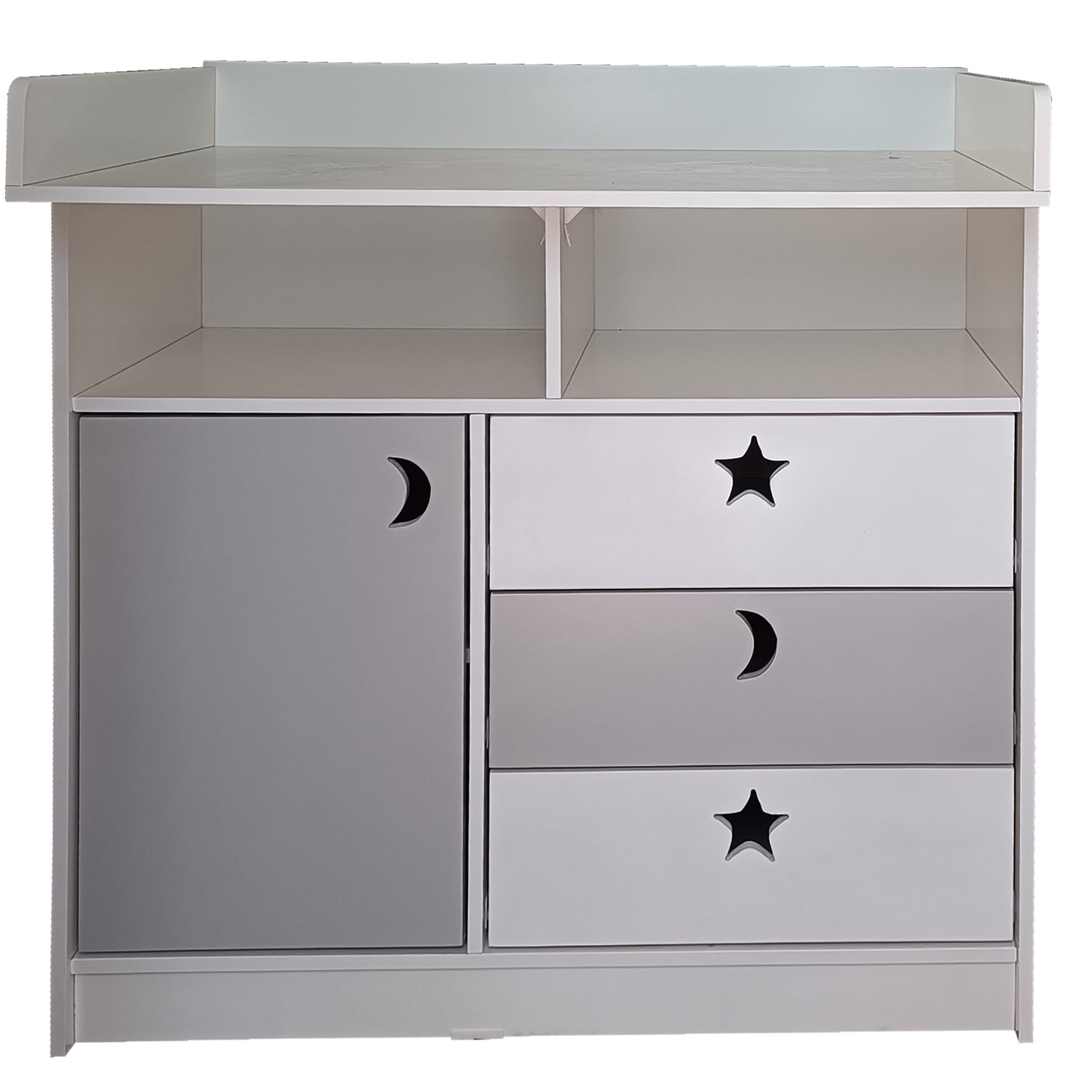 CÓMODA MUEBLES KIDS GRIS MUDADOR BLANCO - 1