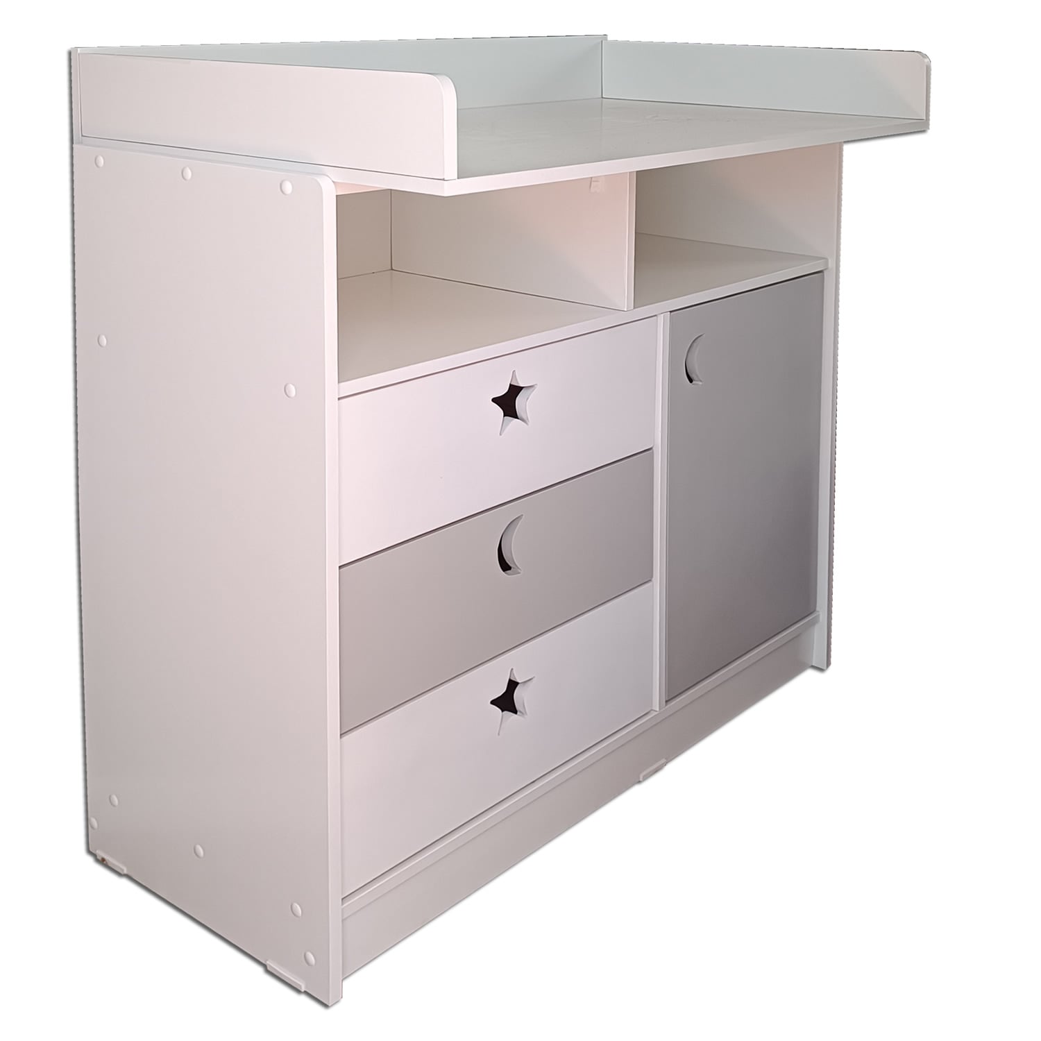 CÓMODA MUEBLES KIDS GRIS MUDADOR BLANCO - 2