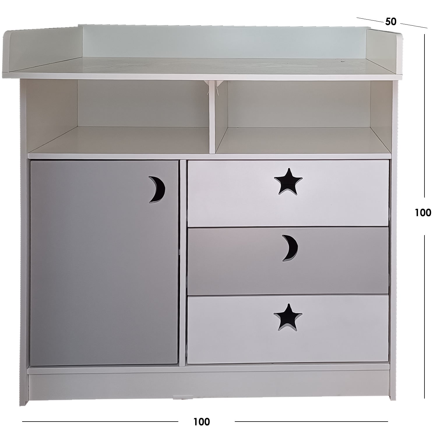CÓMODA MUEBLES KIDS GRIS MUDADOR BLANCO - 3