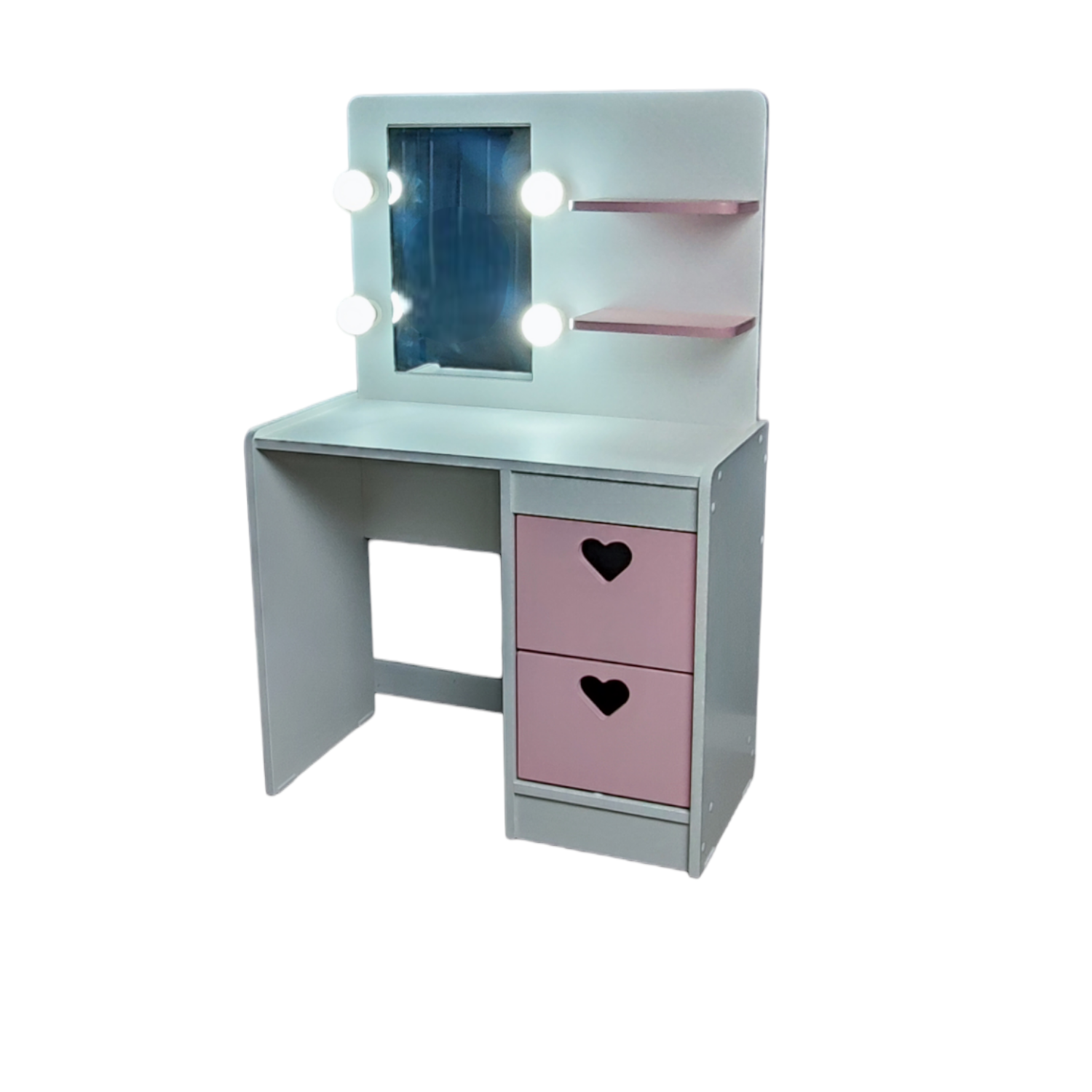 TOCADOR MUEBLES KIDS ROSADO Y SILLA INFANTIL CORAZON - 3