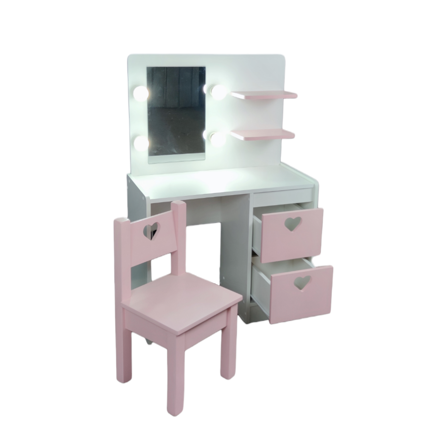 TOCADOR MUEBLES KIDS ROSADO Y SILLA INFANTIL CORAZON - 4