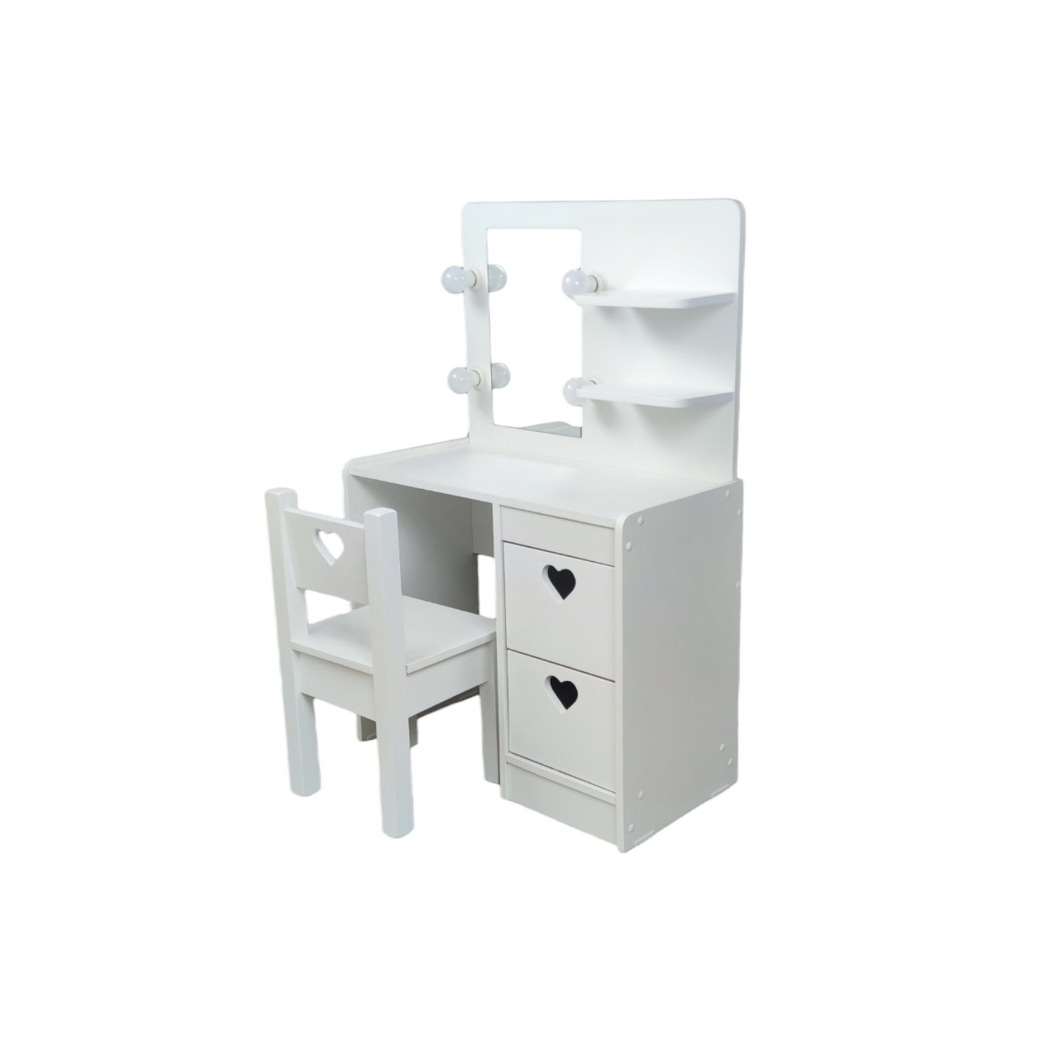 TOCADOR MUEBLES KIDS BLANCO Y SILLA INFANTIL CORAZON - 2