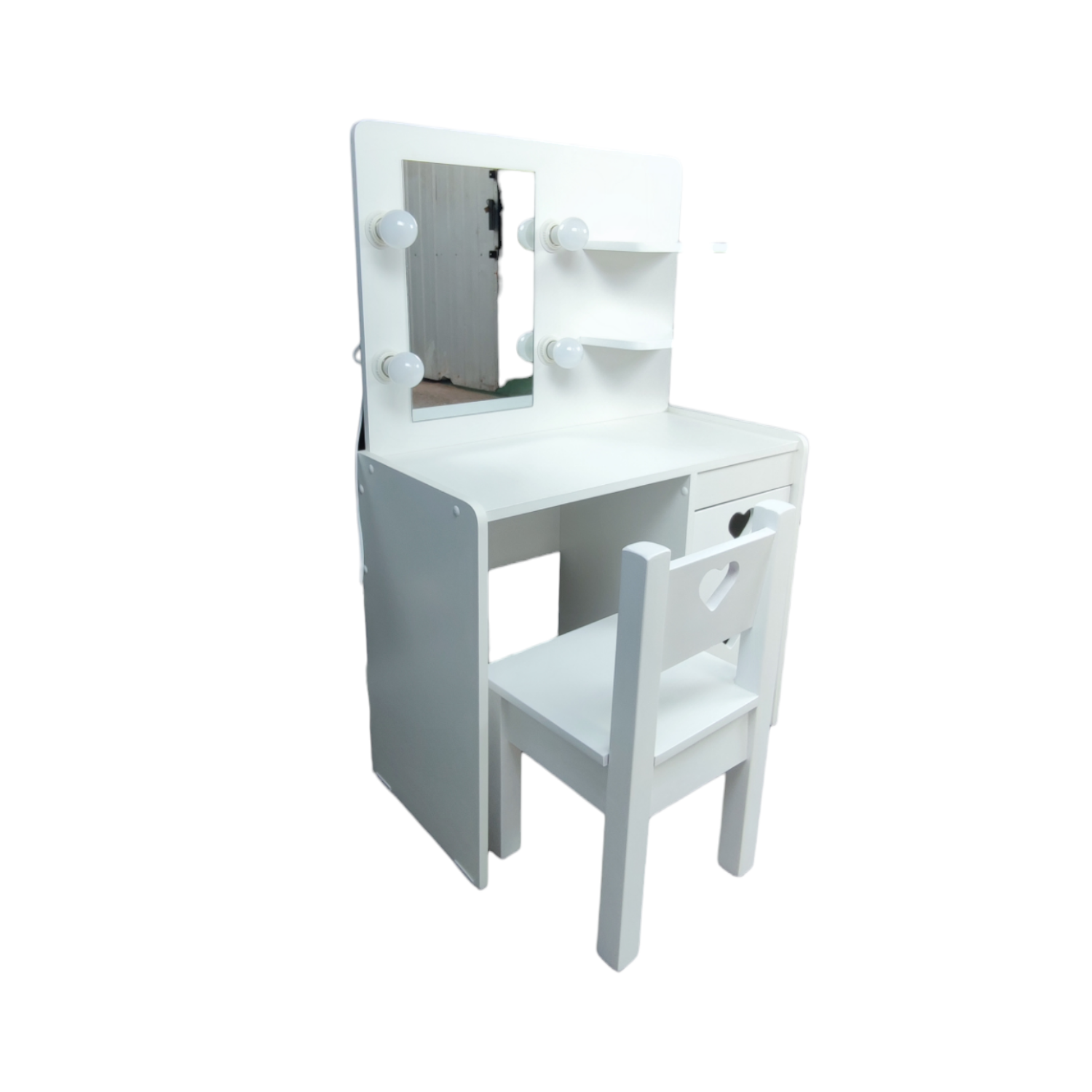 TOCADOR MUEBLES KIDS BLANCO Y SILLA INFANTIL CORAZON - 3