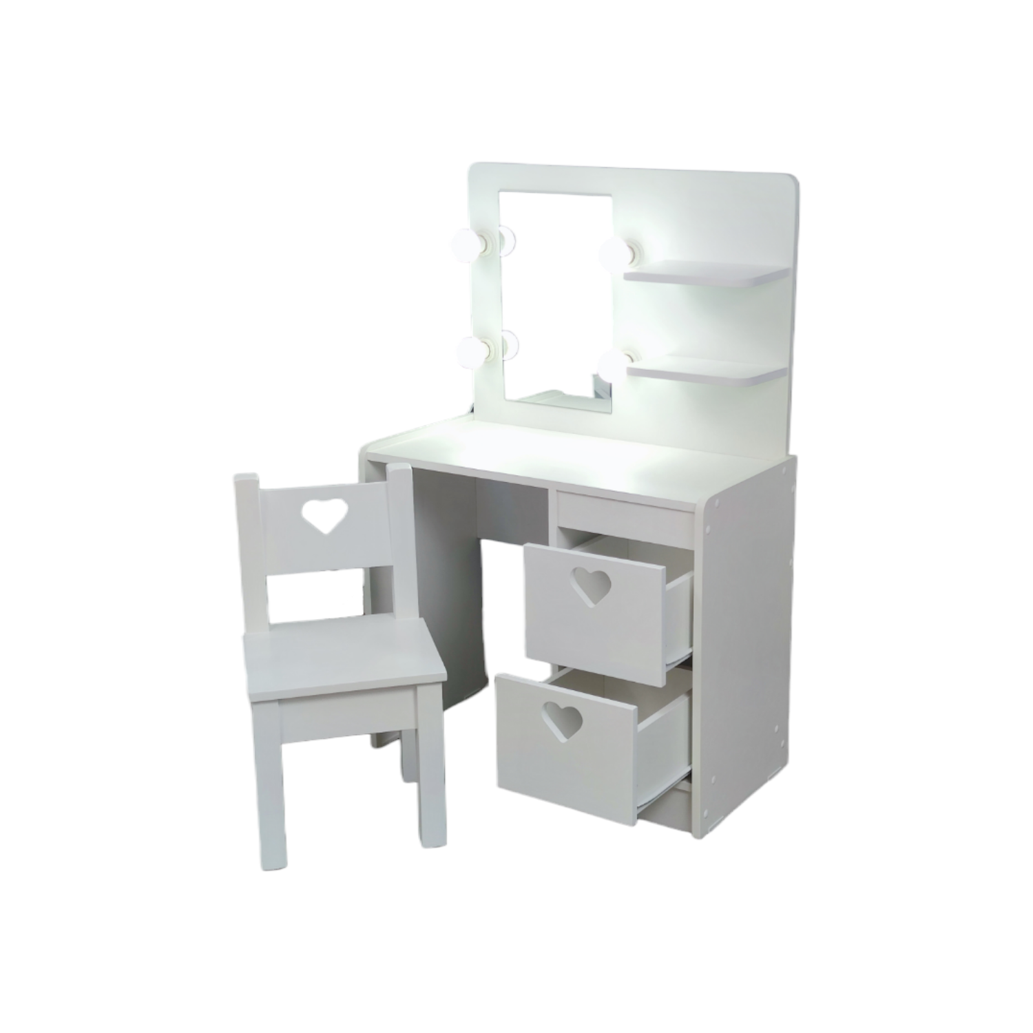 TOCADOR MUEBLES KIDS BLANCO Y SILLA INFANTIL CORAZON - 4