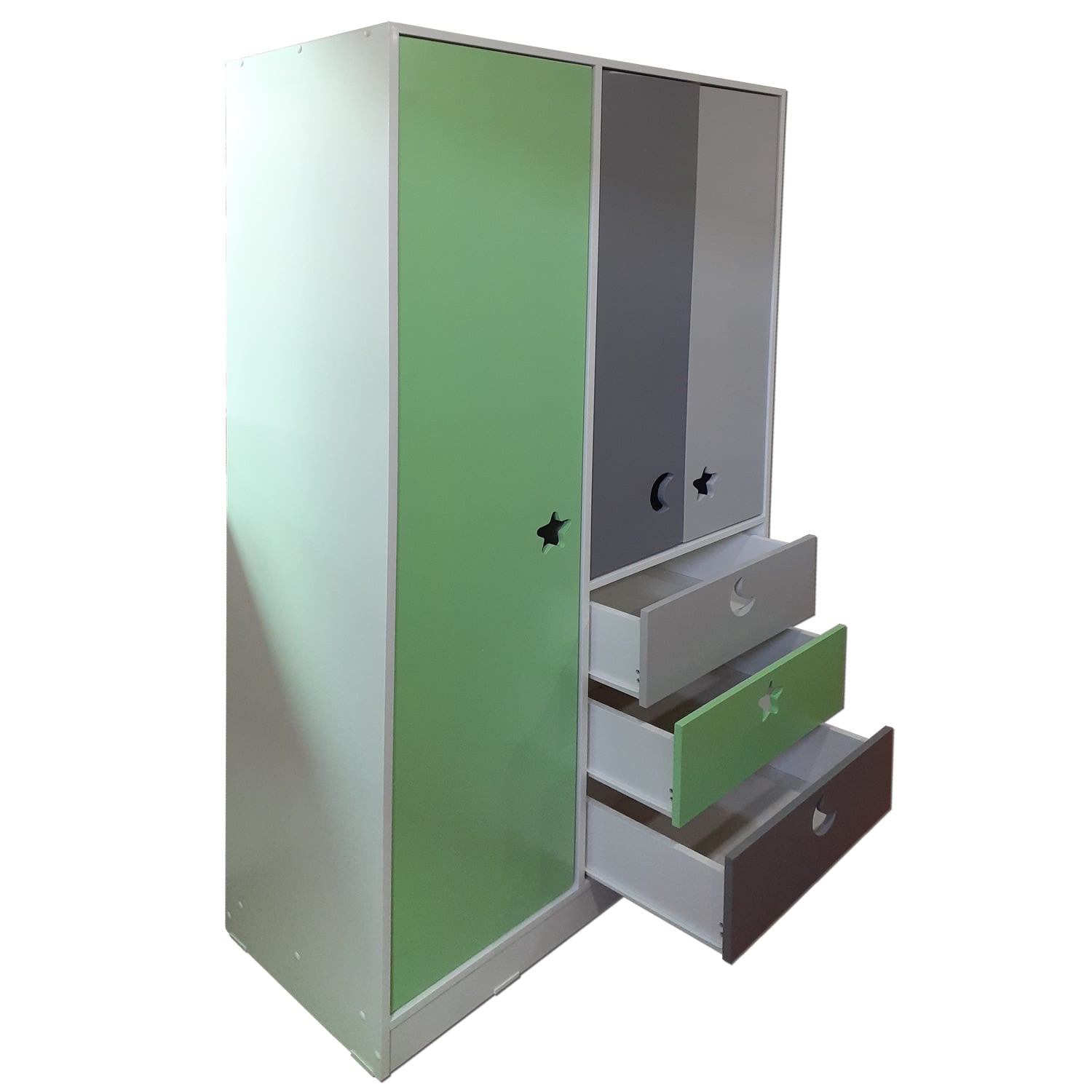 CLÓSET MUEBLES KIDS 3 PUERTAS 3 CAJONES VERDE GRIS - 3