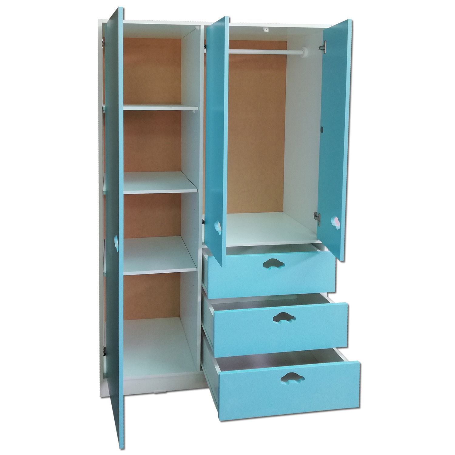 CLÓSET MUEBLES KIDS 3 PUERTAS 3 CAJONES CELESTE - 2
