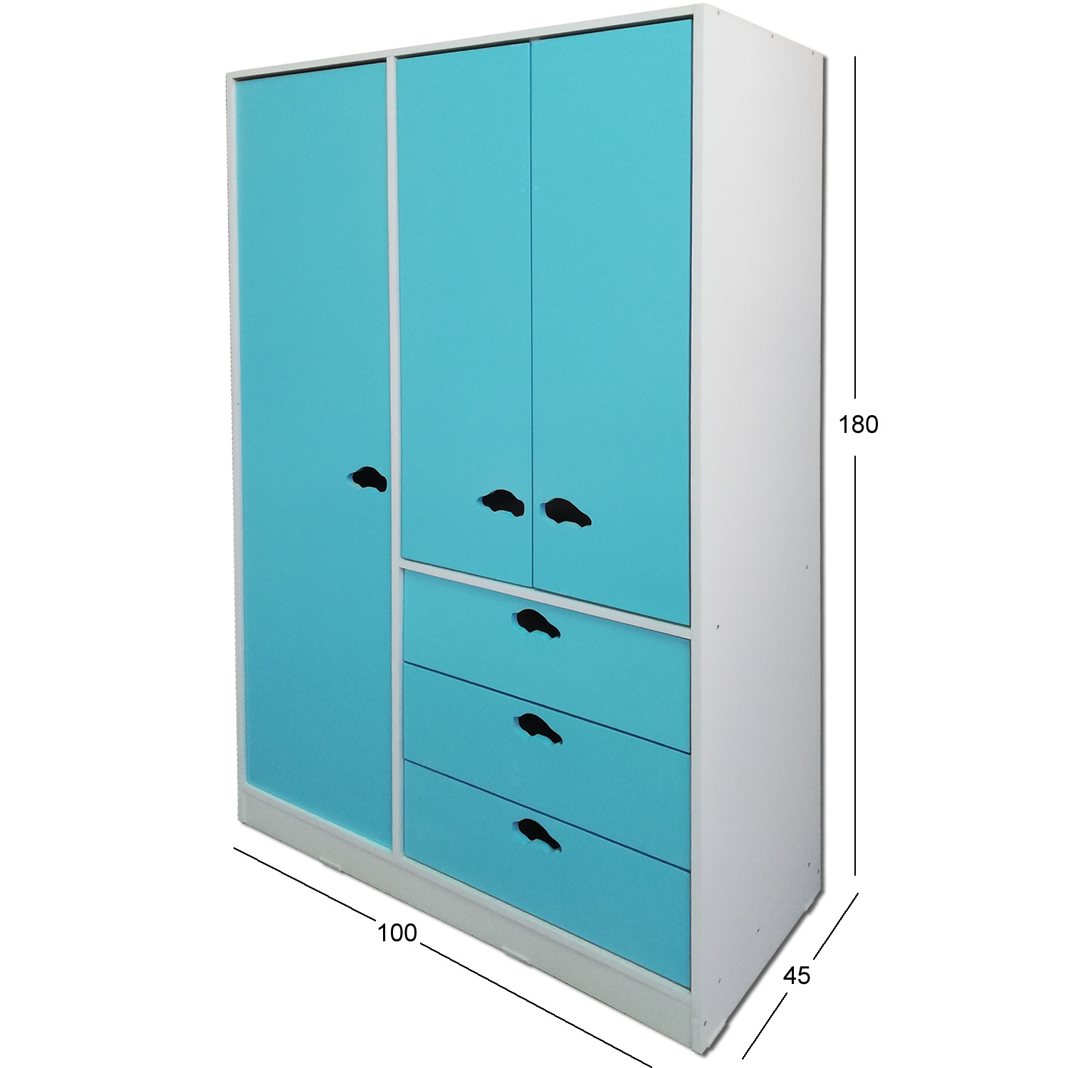 CLÓSET MUEBLES KIDS 3 PUERTAS 3 CAJONES CELESTE - 3