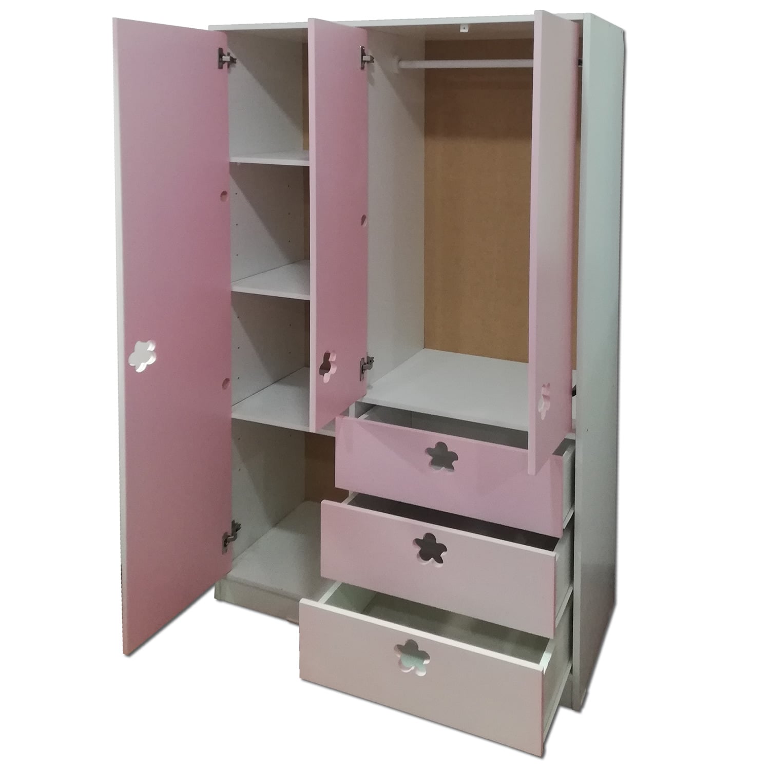 CAJONERA MUEBLES KIDS 3 CAJONES ROSADO 3 PUERTAS - 2