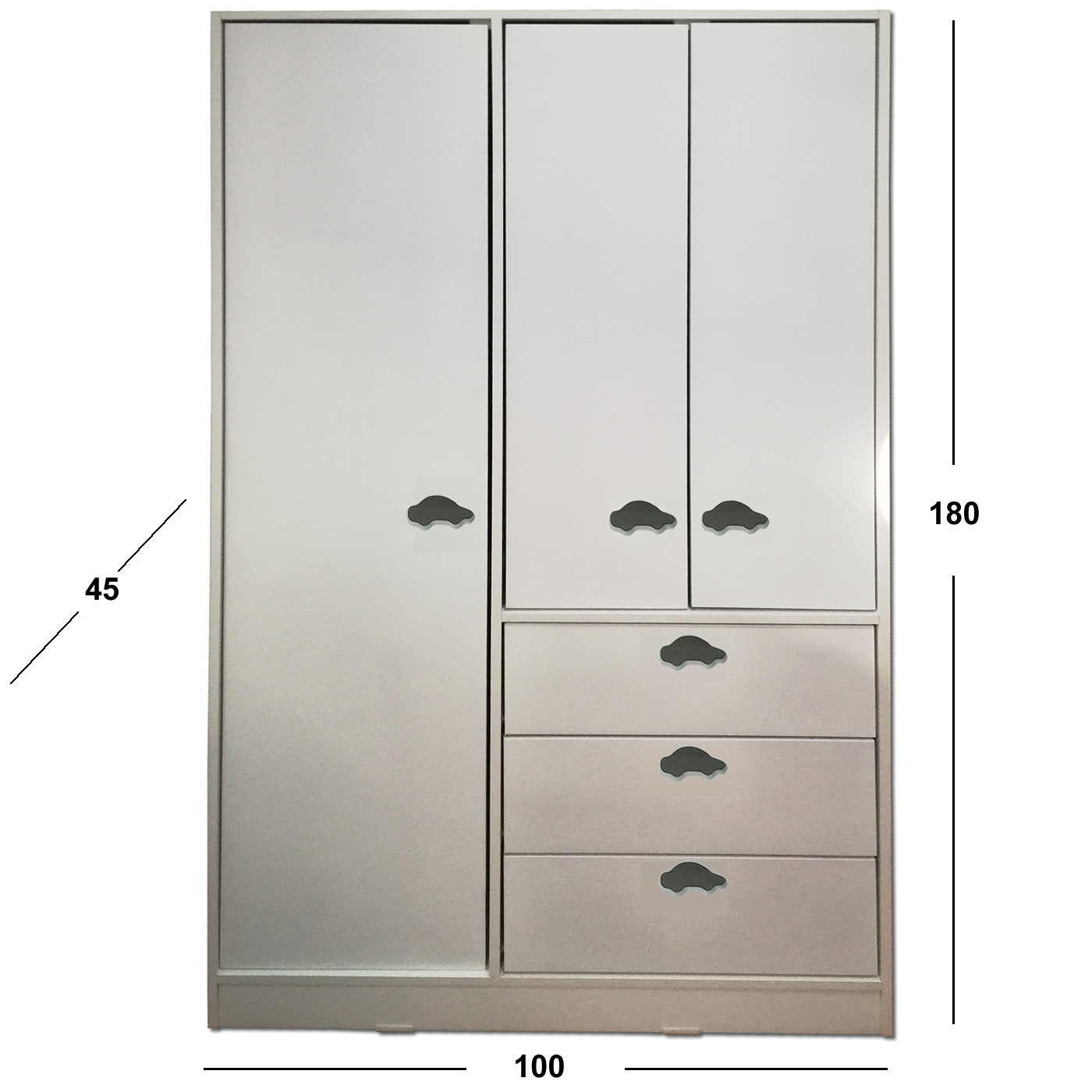 CLÓSET MUEBLES KIDS 3 PUERTAS 3 CAJONES BLANCO AUTO - 4