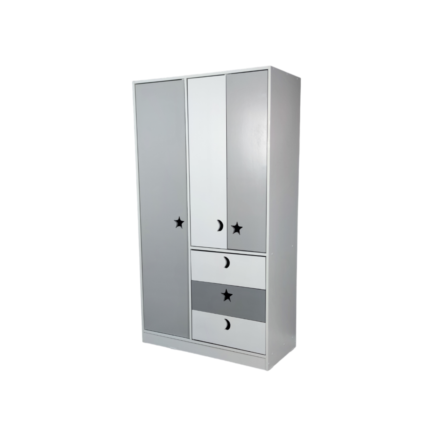 CLÓSET MUEBLES KIDS 3 PUERTAS 3 CAJONES GRIS BLANCO - 2