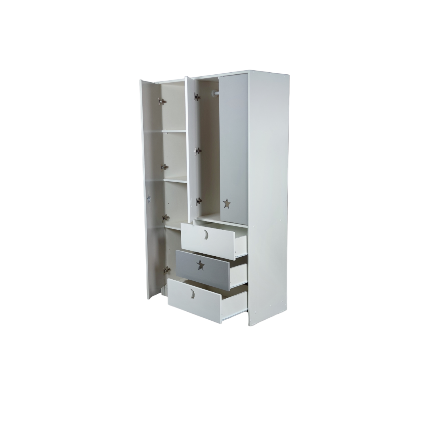 CLÓSET MUEBLES KIDS 3 PUERTAS 3 CAJONES GRIS BLANCO - 4
