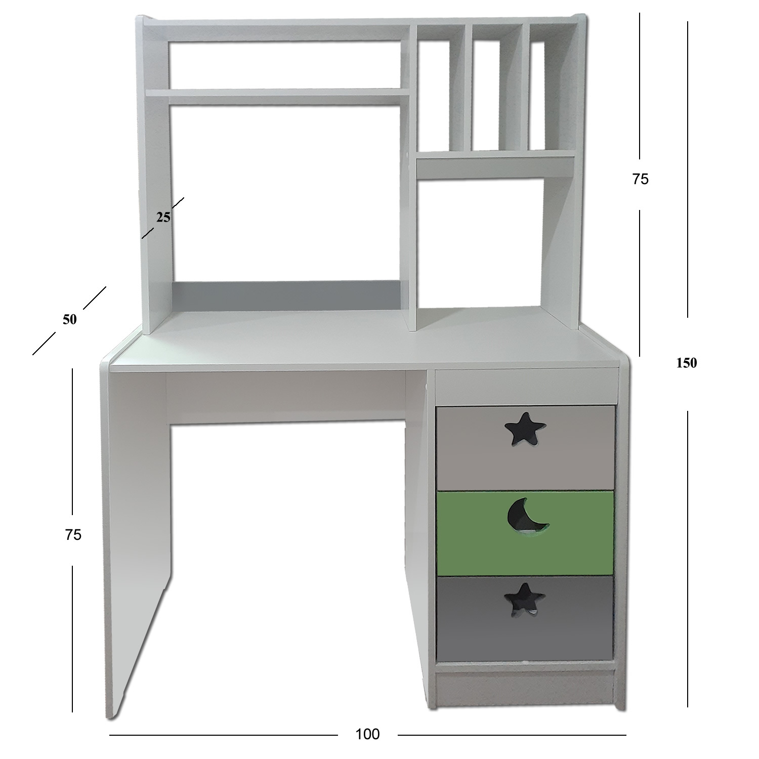 ESCRITORIO MUEBLES KIDS CON ELEVACION GRIS VERDE - 2