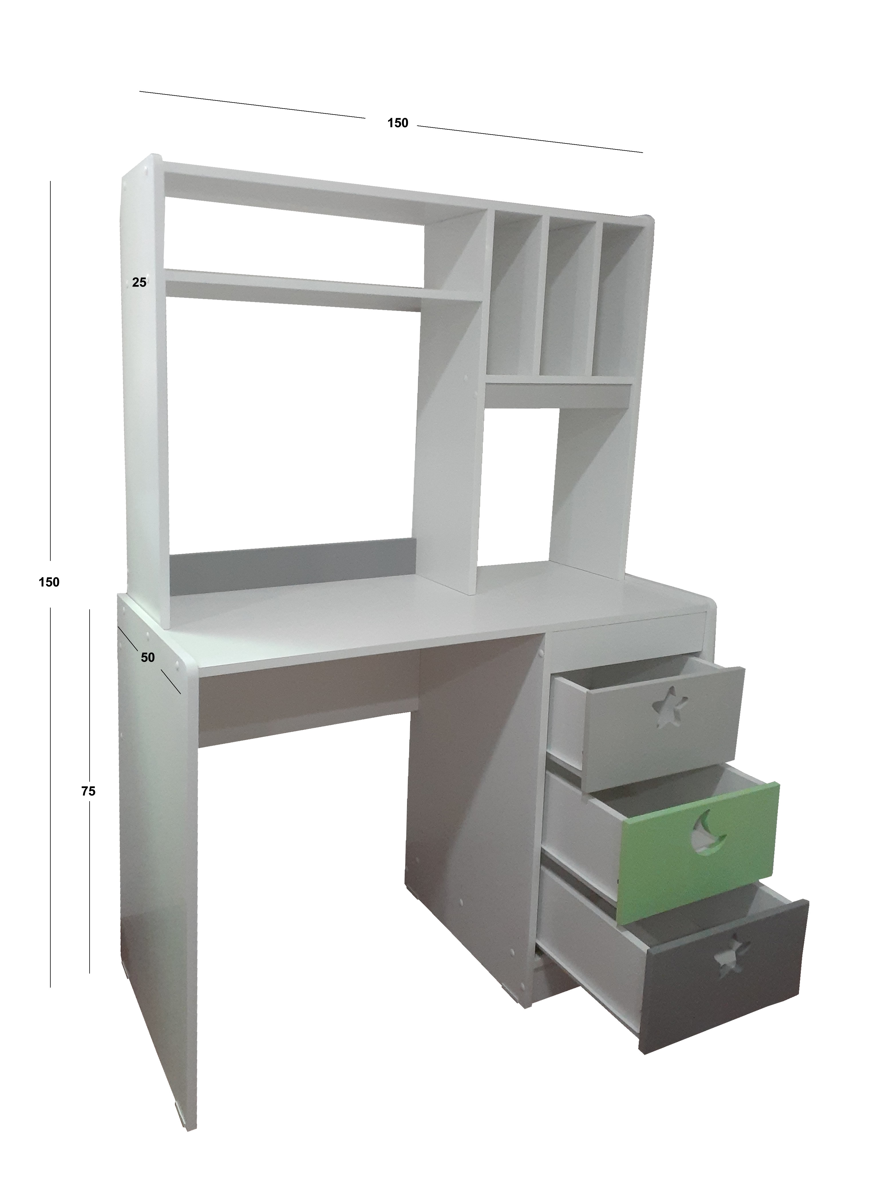 ESCRITORIO MUEBLES KIDS CON ELEVACION GRIS VERDE - 3