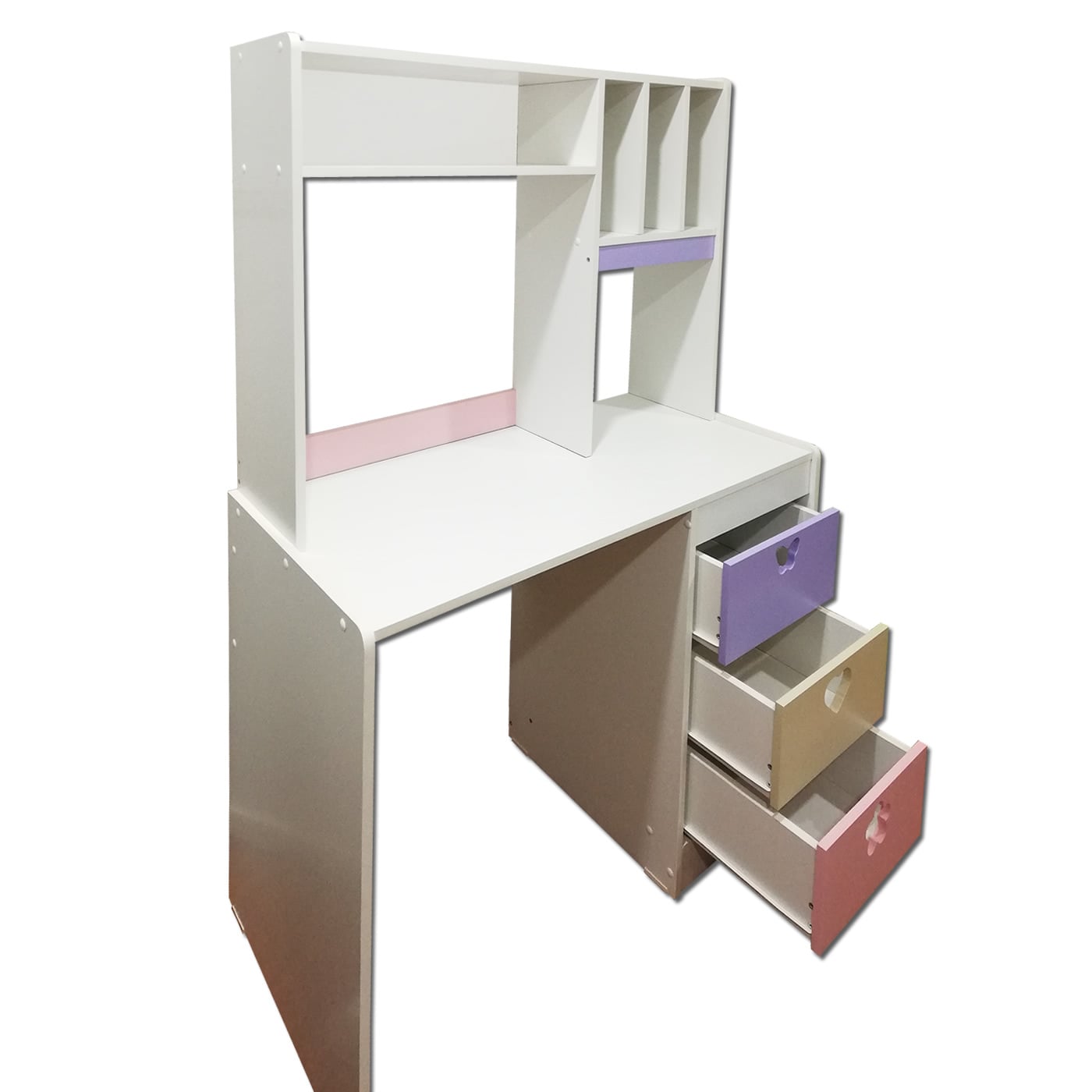 ESCRITORIO MUEBLES KIDS CON ELEVACION LILA ROSADO CREMA - 4