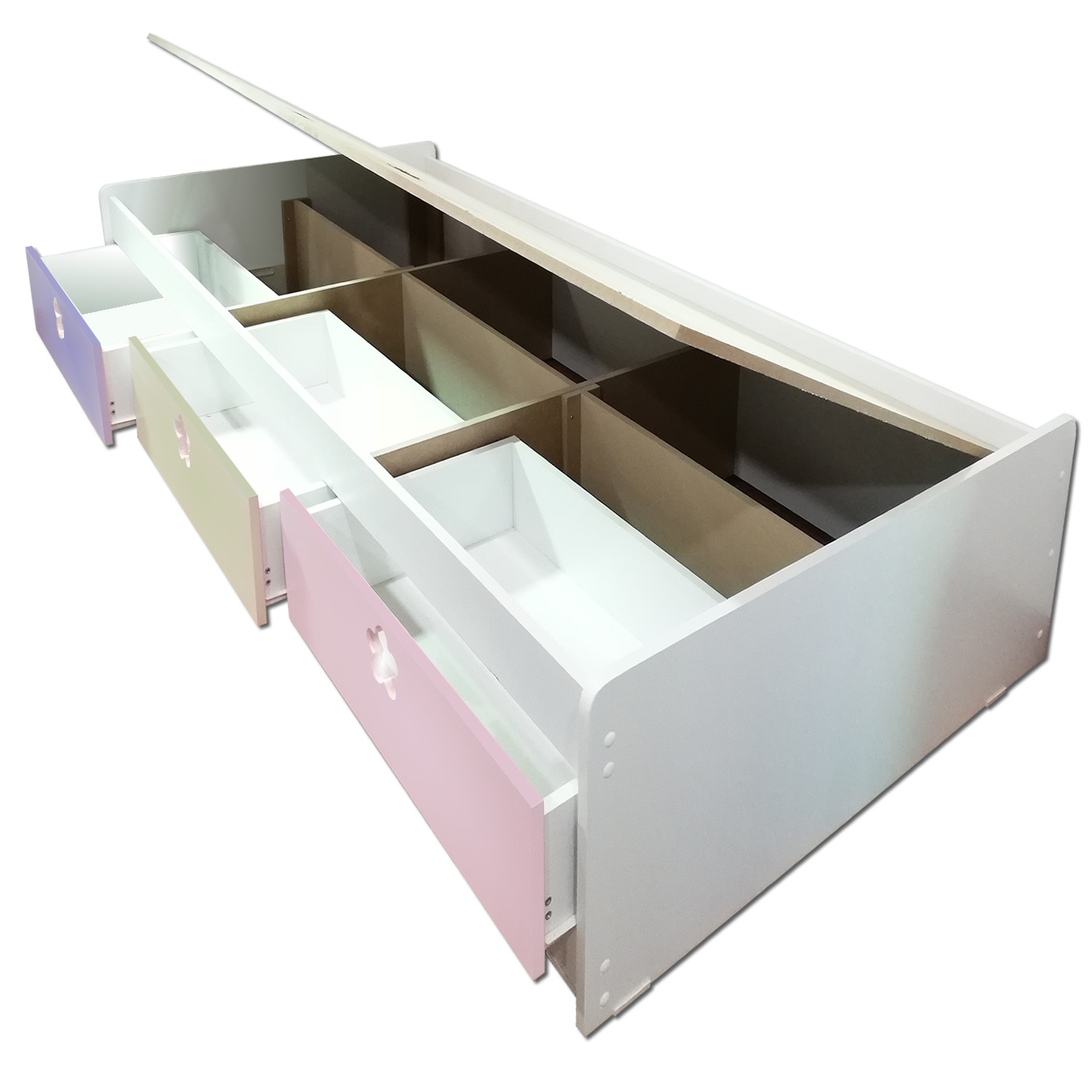 CAMA DE 3 CAJONES 1.5 PLAZAS CREMA LILA - 2