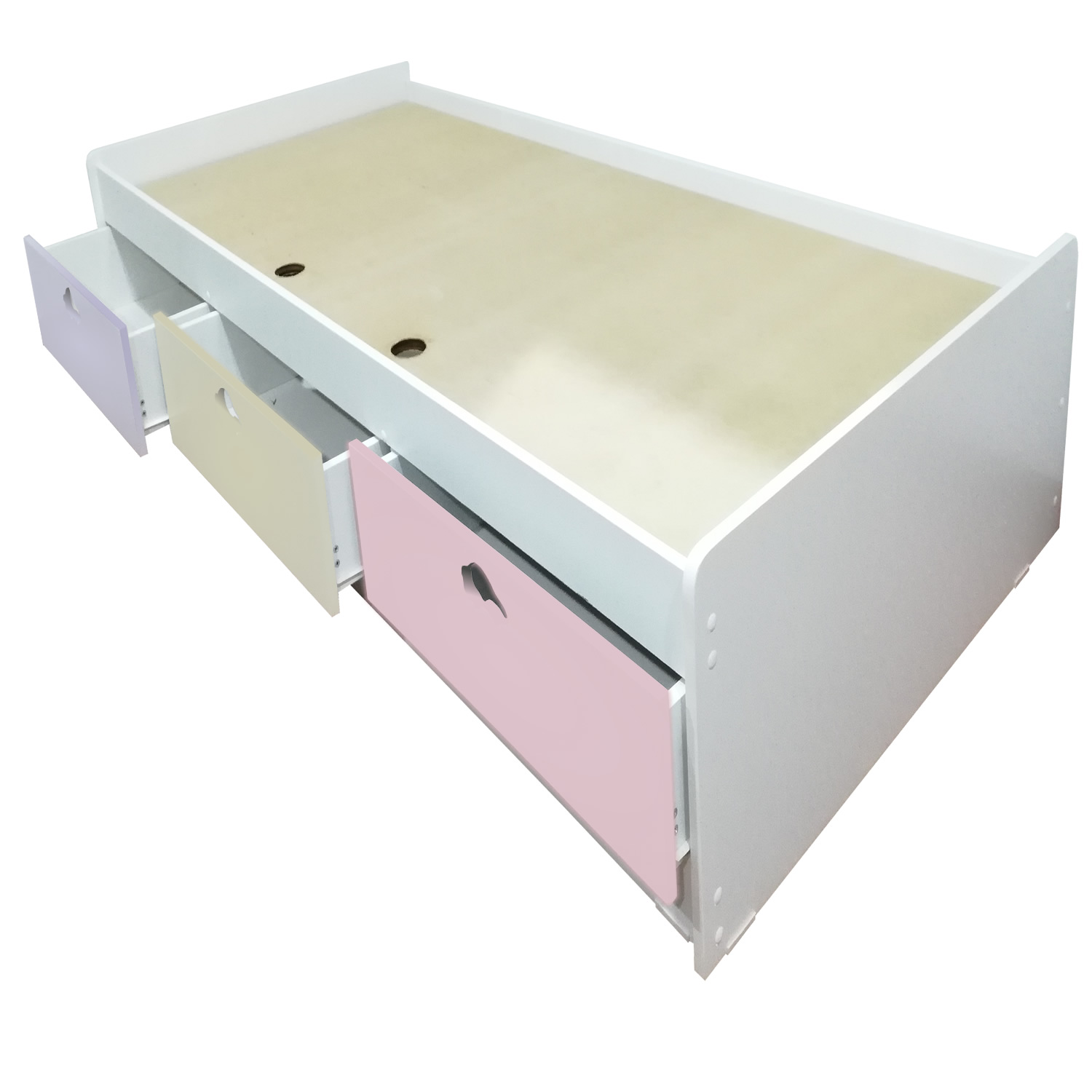 CAMA DE 3 CAJONES 1.5 PLAZAS CREMA LILA - 3