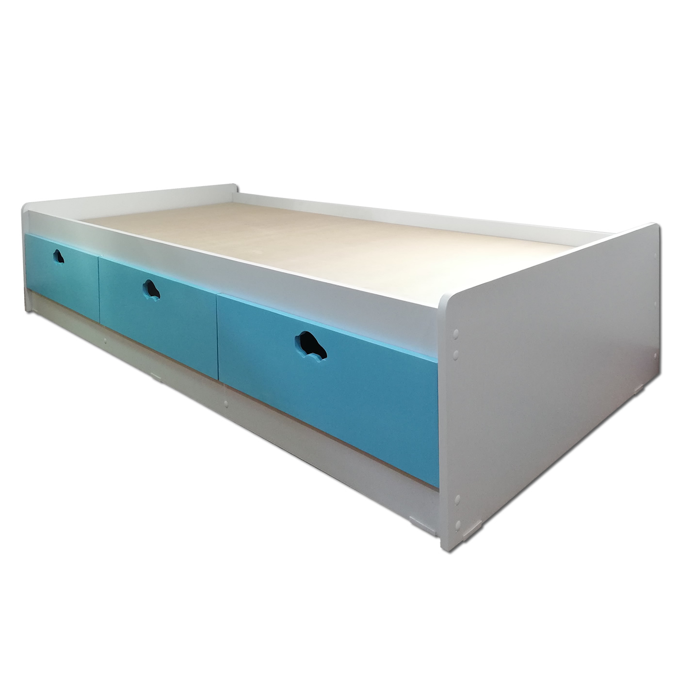 CAMA DE 3 CAJONES CELESTE 1.5 PLAZAS - 2