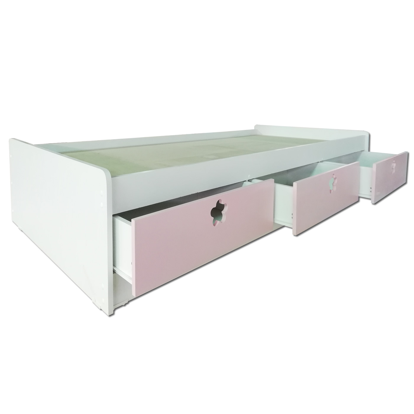 CAMA DE 3 CAJONES ROSADA 1 PLAZA - 2