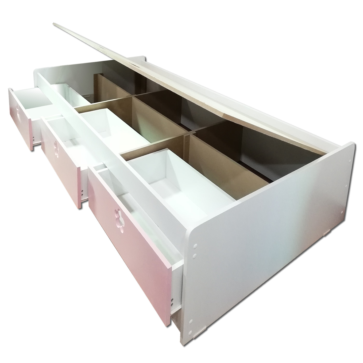 CAMA DE 3 CAJONES ROSADA 1 PLAZA - 3