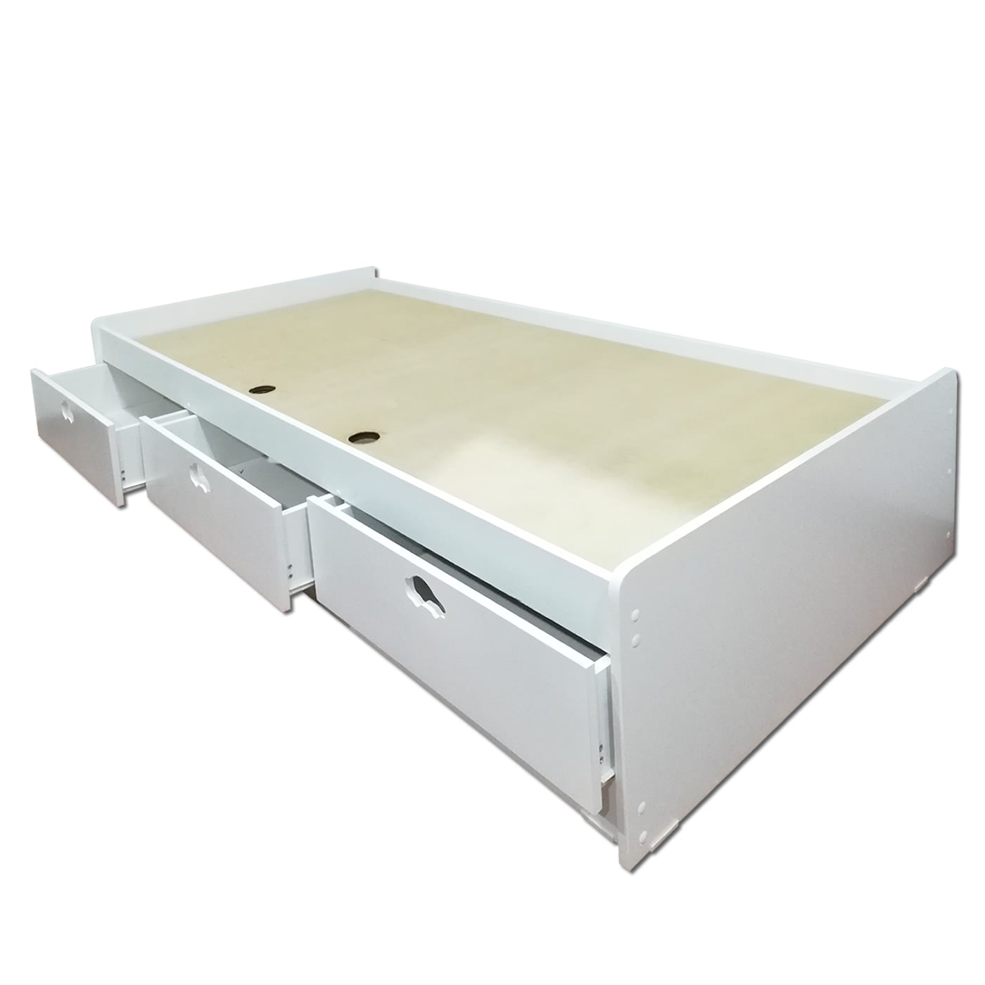 CAMA DE 3 CAJONES BLANCA AUTO 1 PLAZA - 4