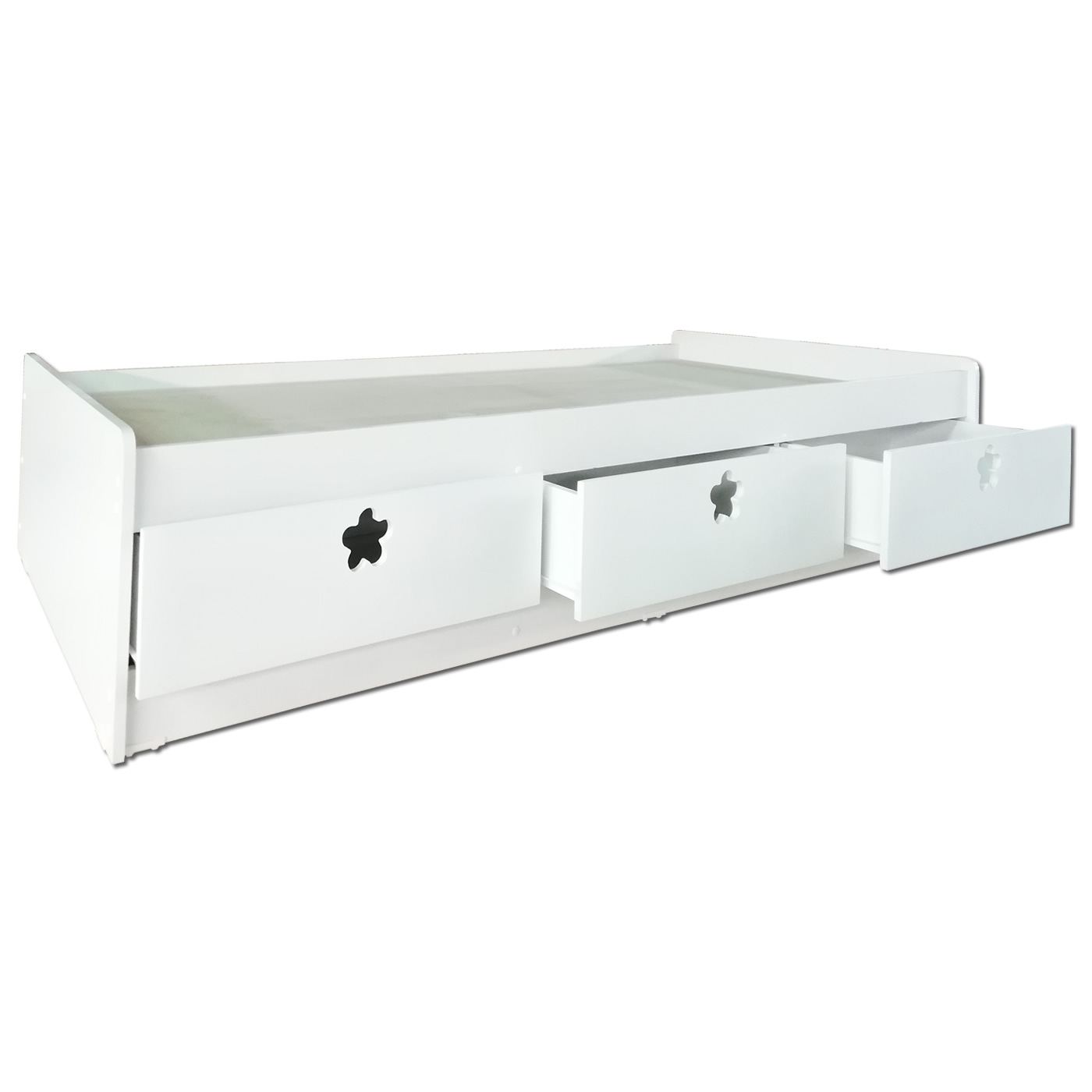 CAMA DE 3 CAJONES BLANCA FLOR 1.5 PLAZAS - 2