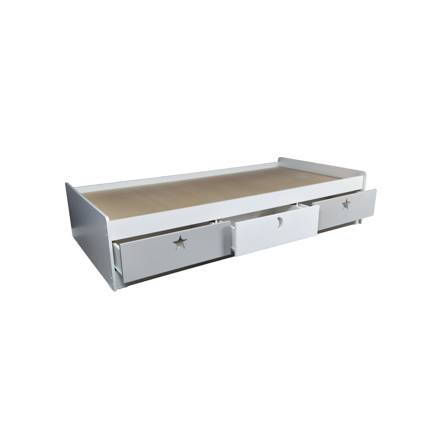 CAMA DE 3 CAJONES BLANCA GRIS 1 PLAZA - 3