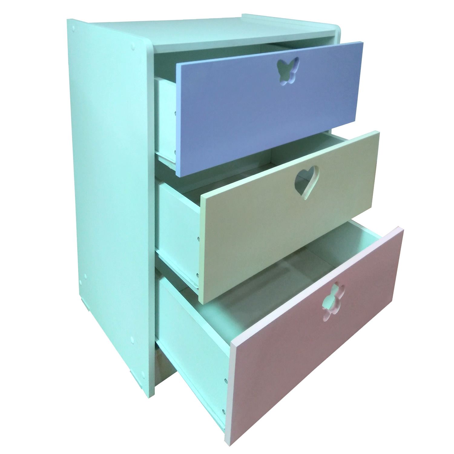 CAJONERA MUEBLES KIDS 3 CAJONES LILA CREMA - 3