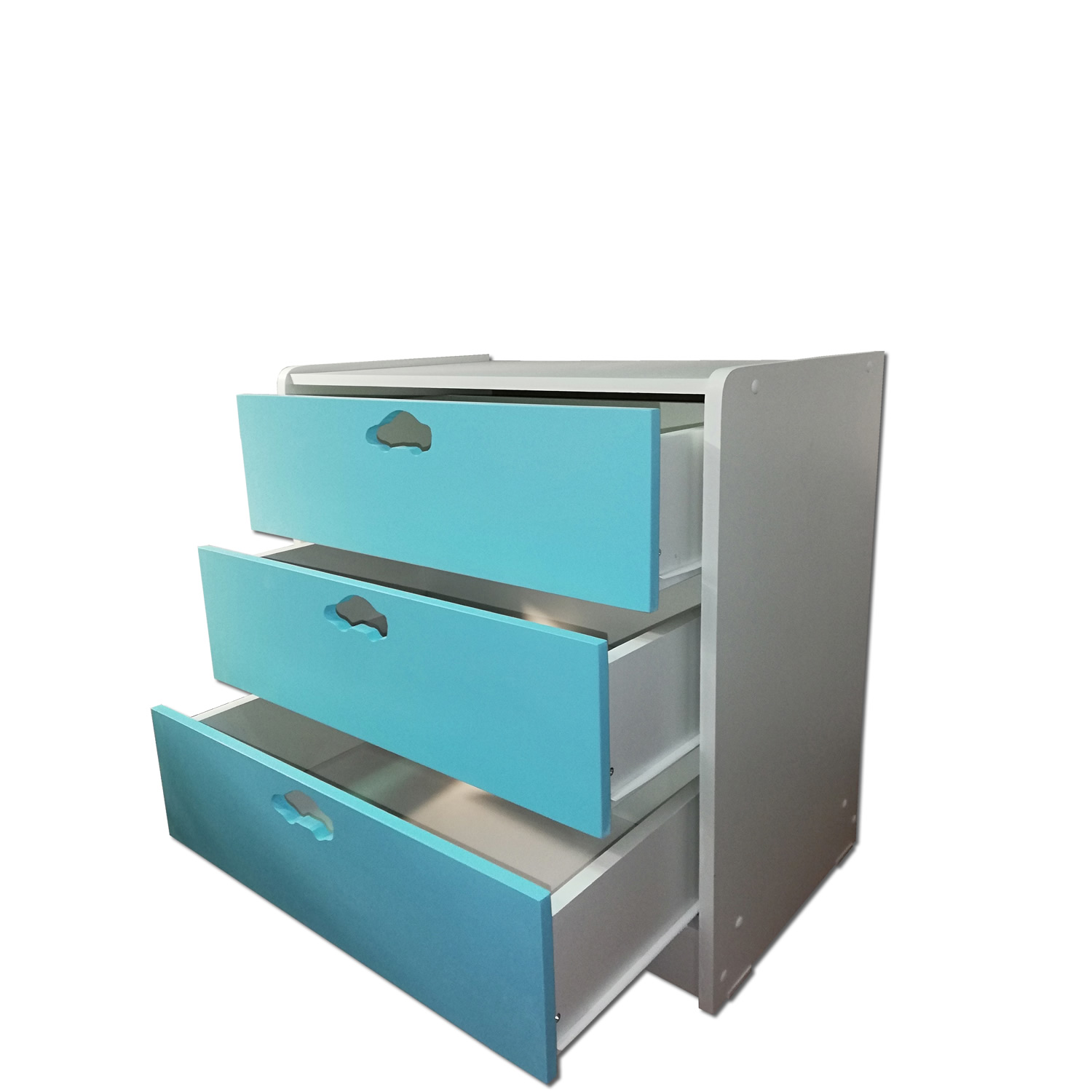 CAJONERA MUEBLES KIDS 3 CAJONES CELESTE AUTO - 2