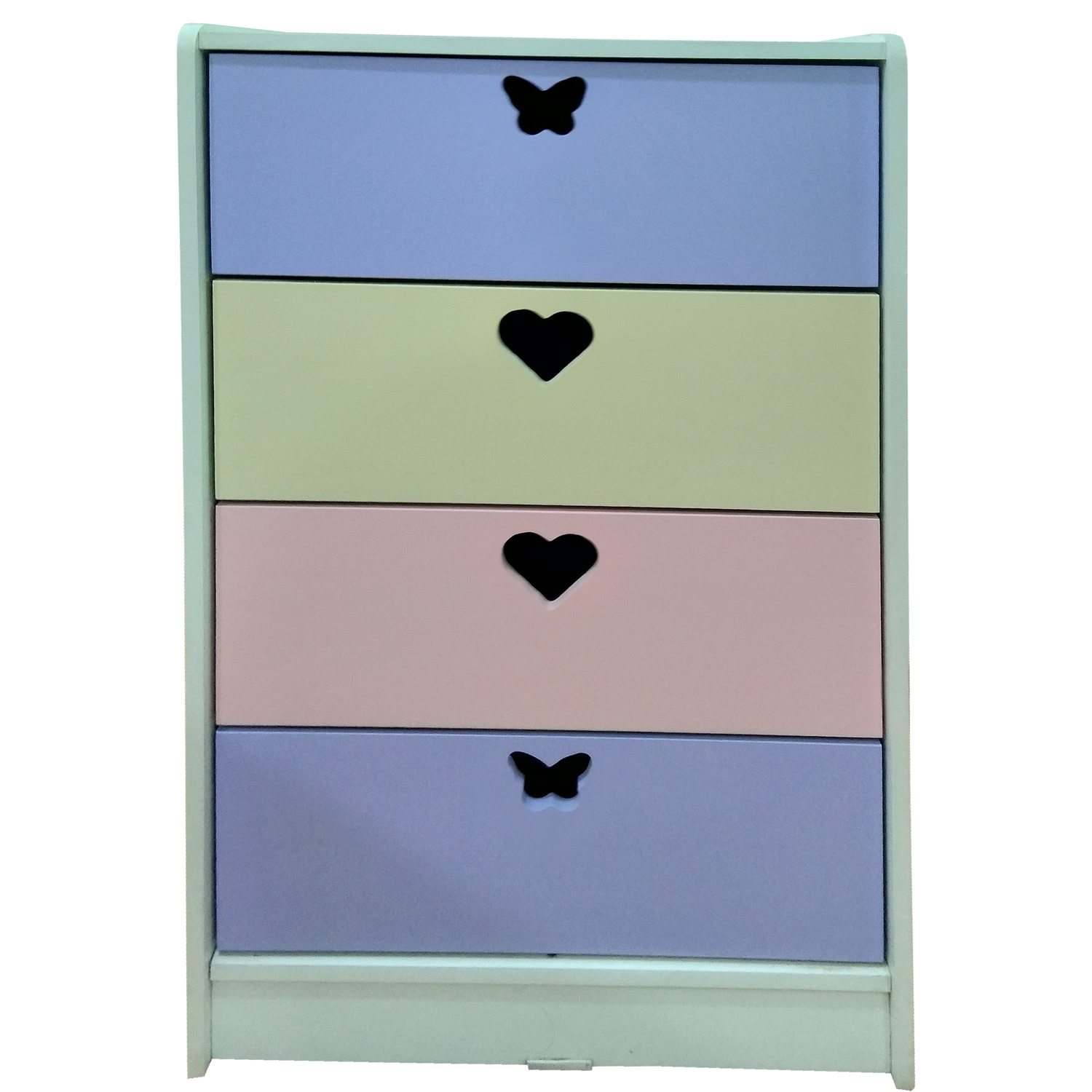 CAJONERA MUEBLES KIDS 4 CAJONES CREMA LILA ROSADA - 1