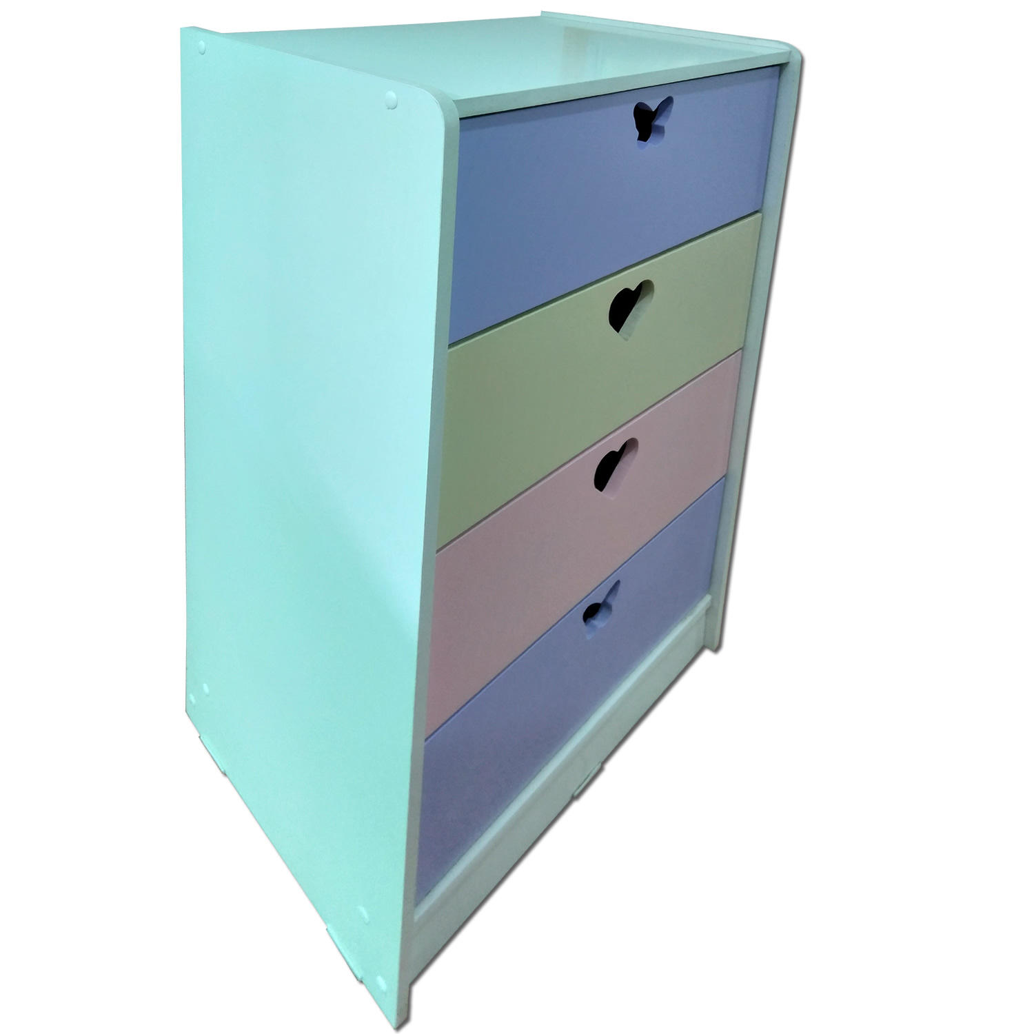 CAJONERA MUEBLES KIDS 4 CAJONES CREMA LILA ROSADA - 2