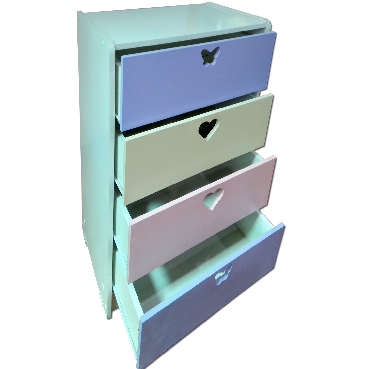 CAJONERA MUEBLES KIDS 4 CAJONES CREMA LILA ROSADA - 3