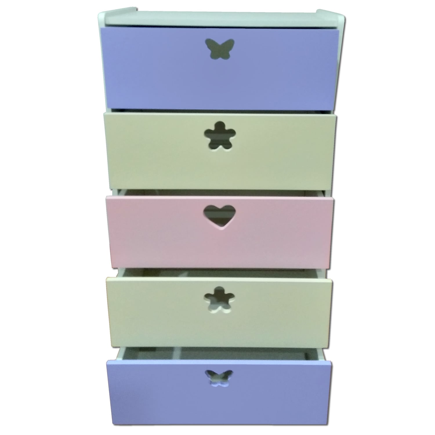 CAJONERA MUEBLES KIDS 5 CAJONES CREMA LILA - 1