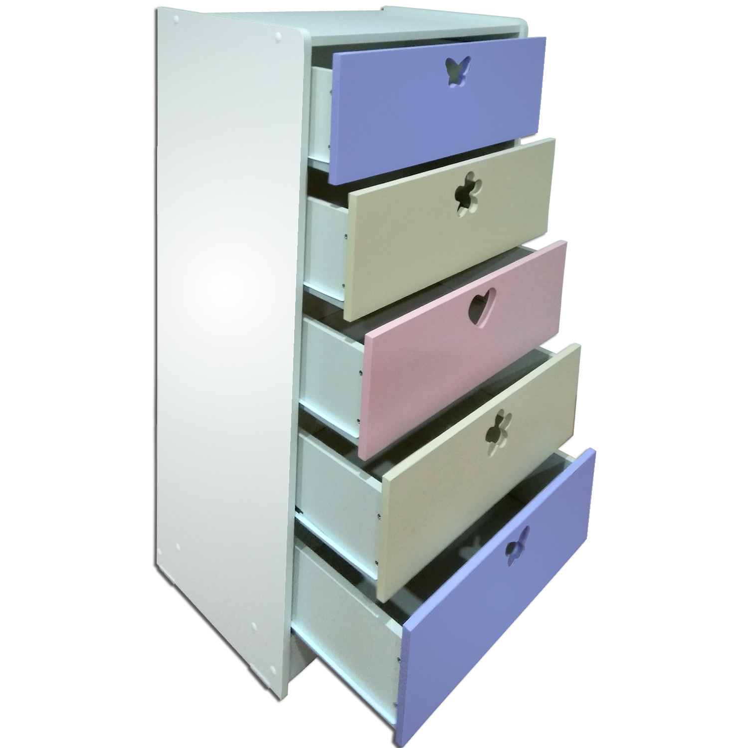 CAJONERA MUEBLES KIDS 5 CAJONES CREMA LILA - 3