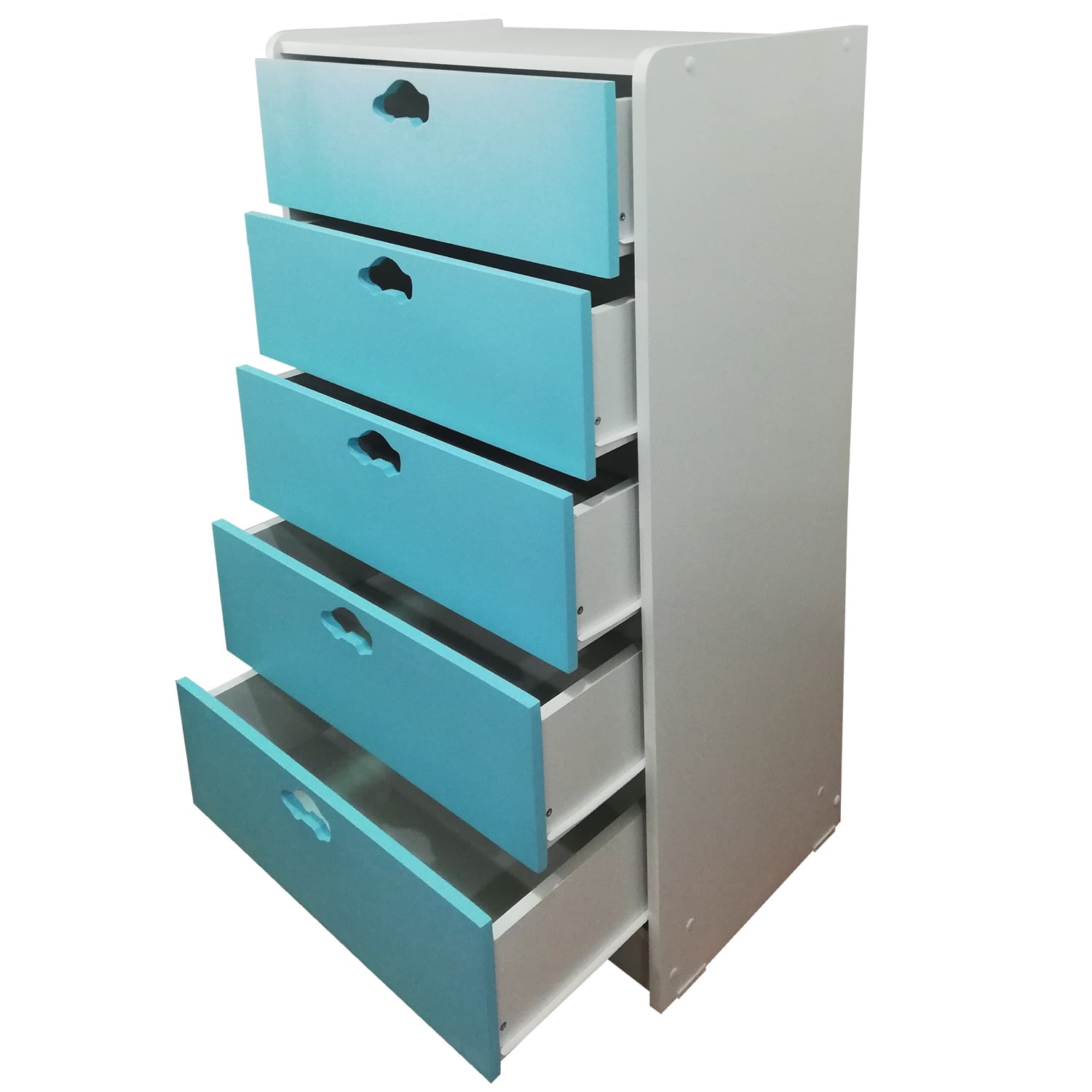 CAJONERA MUEBLES KIDS 5 CAJONES CELESTE AUTO - 3