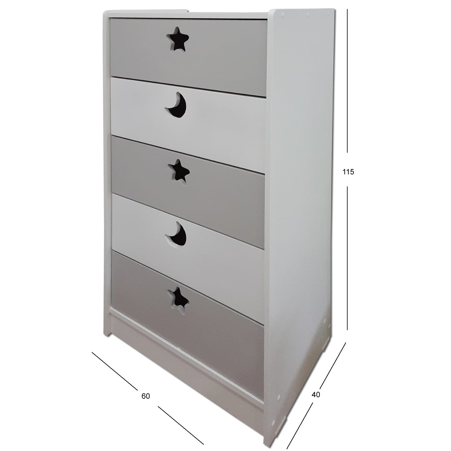 CAJONERA MUEBLES KIDS 5 CAJONES GRIS - 2