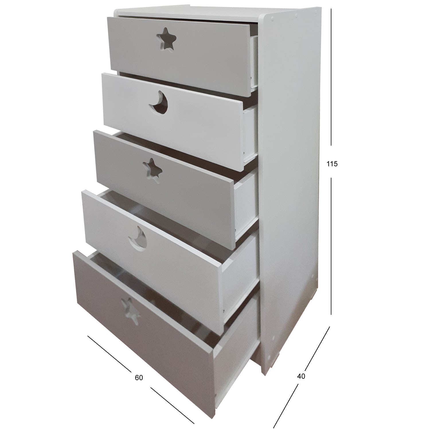 CAJONERA MUEBLES KIDS 5 CAJONES GRIS - 3
