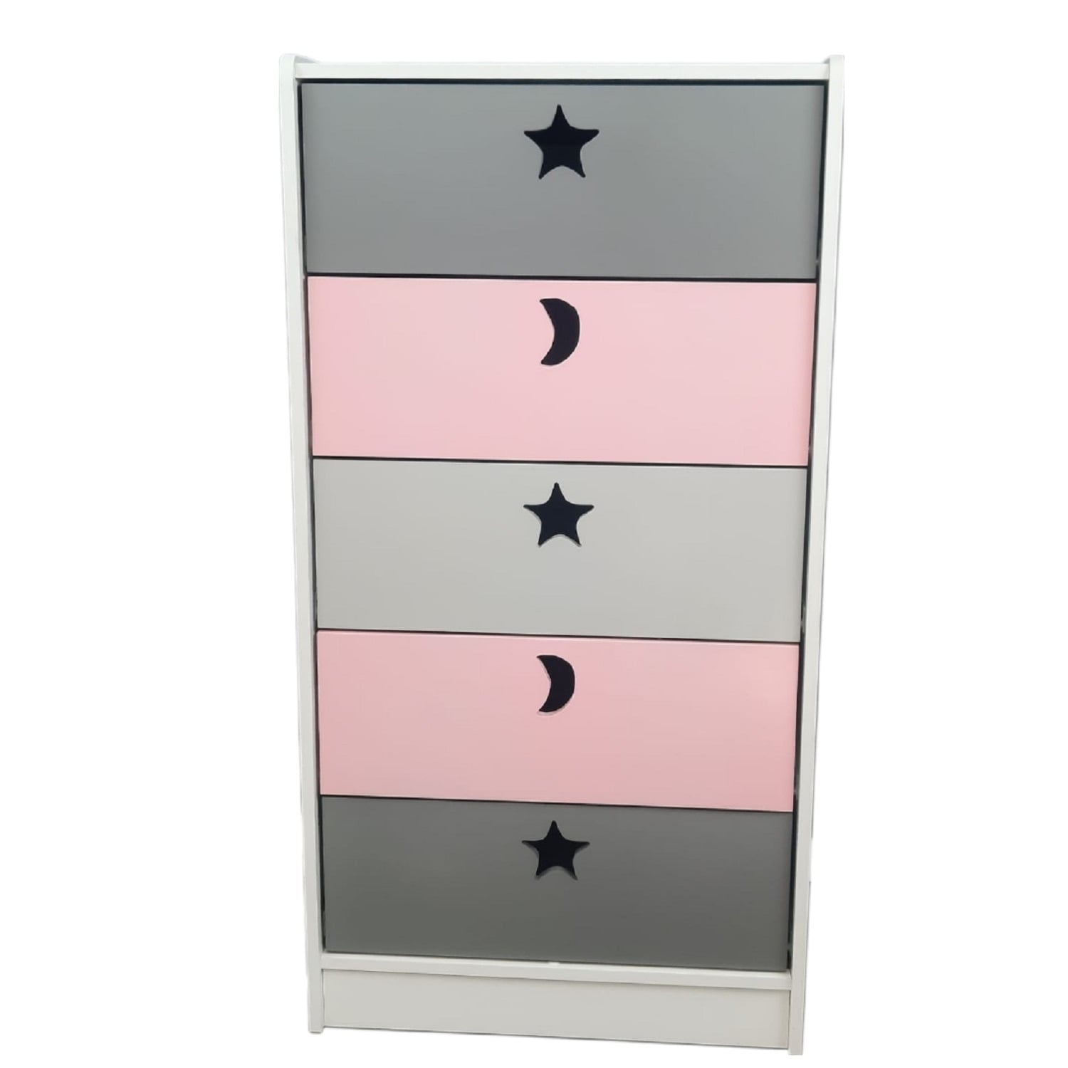 CAJONERA MUEBLES KIDS 5 CAJONES ROSA GRIS - 1