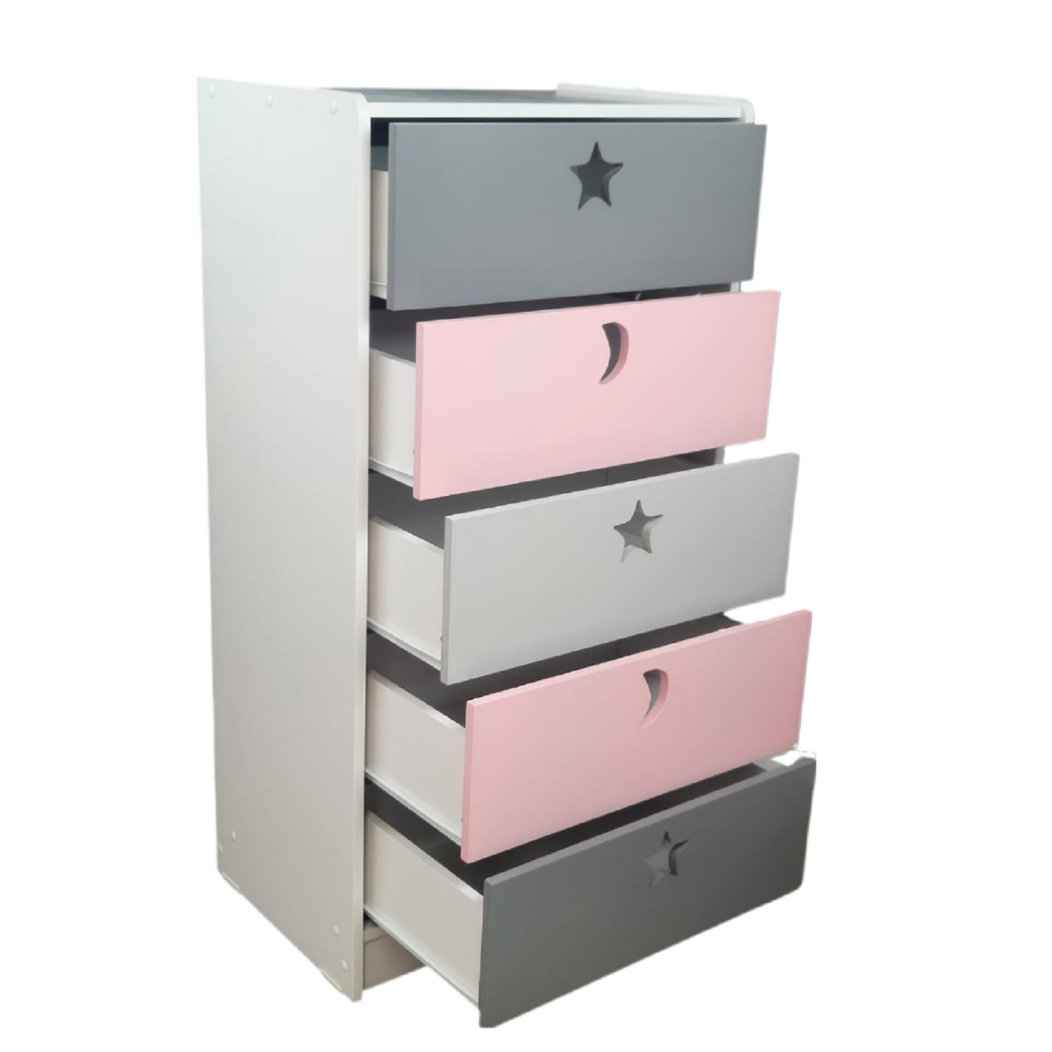 CAJONERA MUEBLES KIDS 5 CAJONES ROSA GRIS - 3