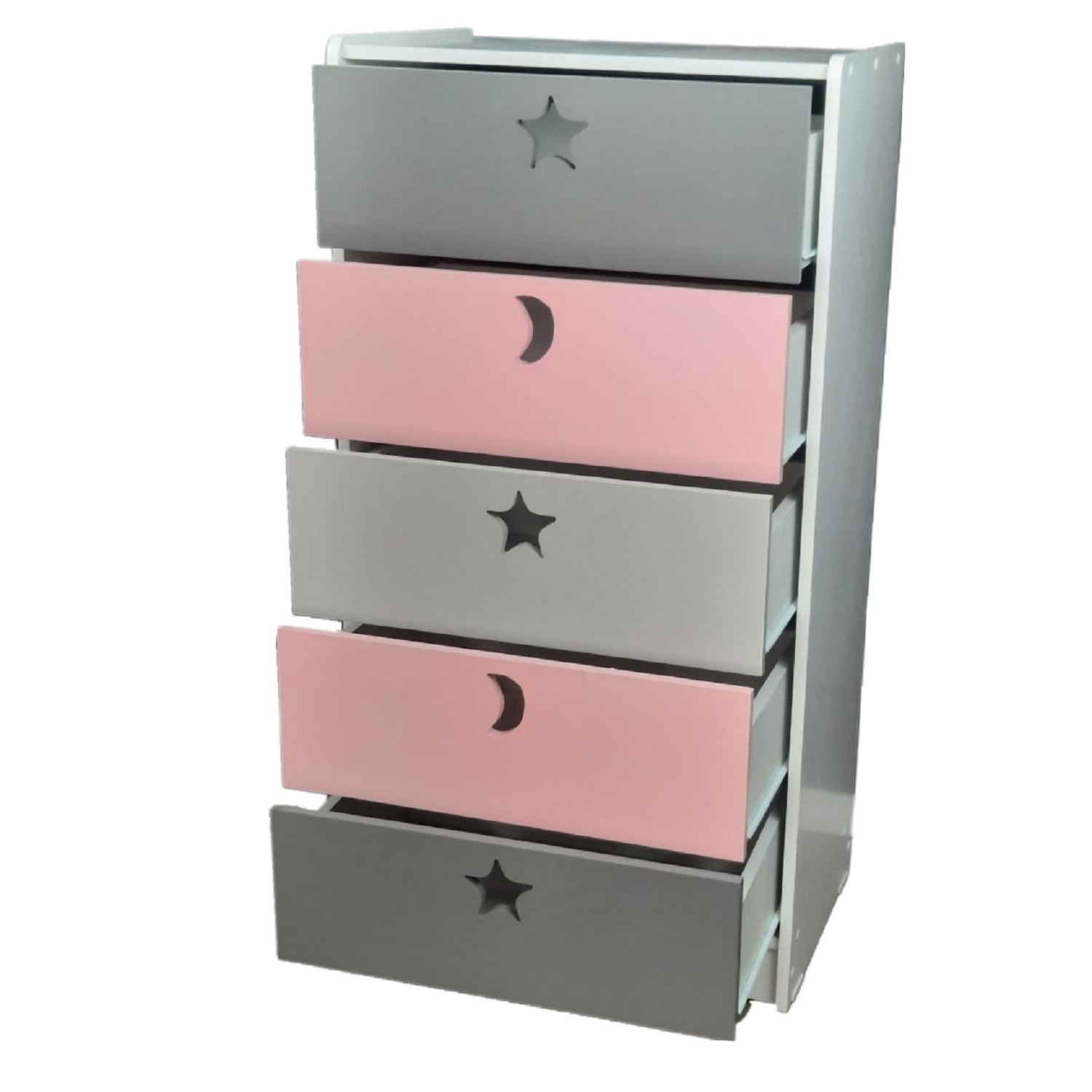 CAJONERA MUEBLES KIDS 5 CAJONES ROSA GRIS - 4