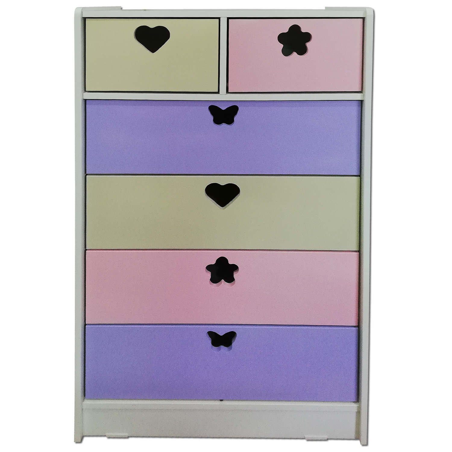 CAJONERA MUEBLES KIDS 6 CAJONES CREMA LILA ROSADA - 1