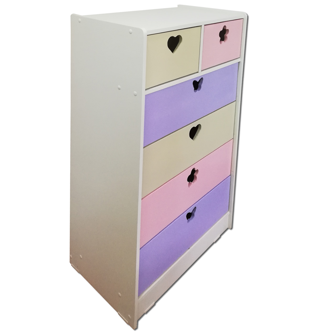 CAJONERA MUEBLES KIDS 6 CAJONES CREMA LILA ROSADA - 2
