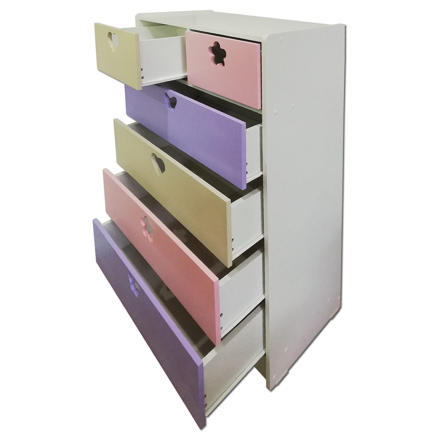 CAJONERA MUEBLES KIDS 6 CAJONES CREMA LILA ROSADA - 3