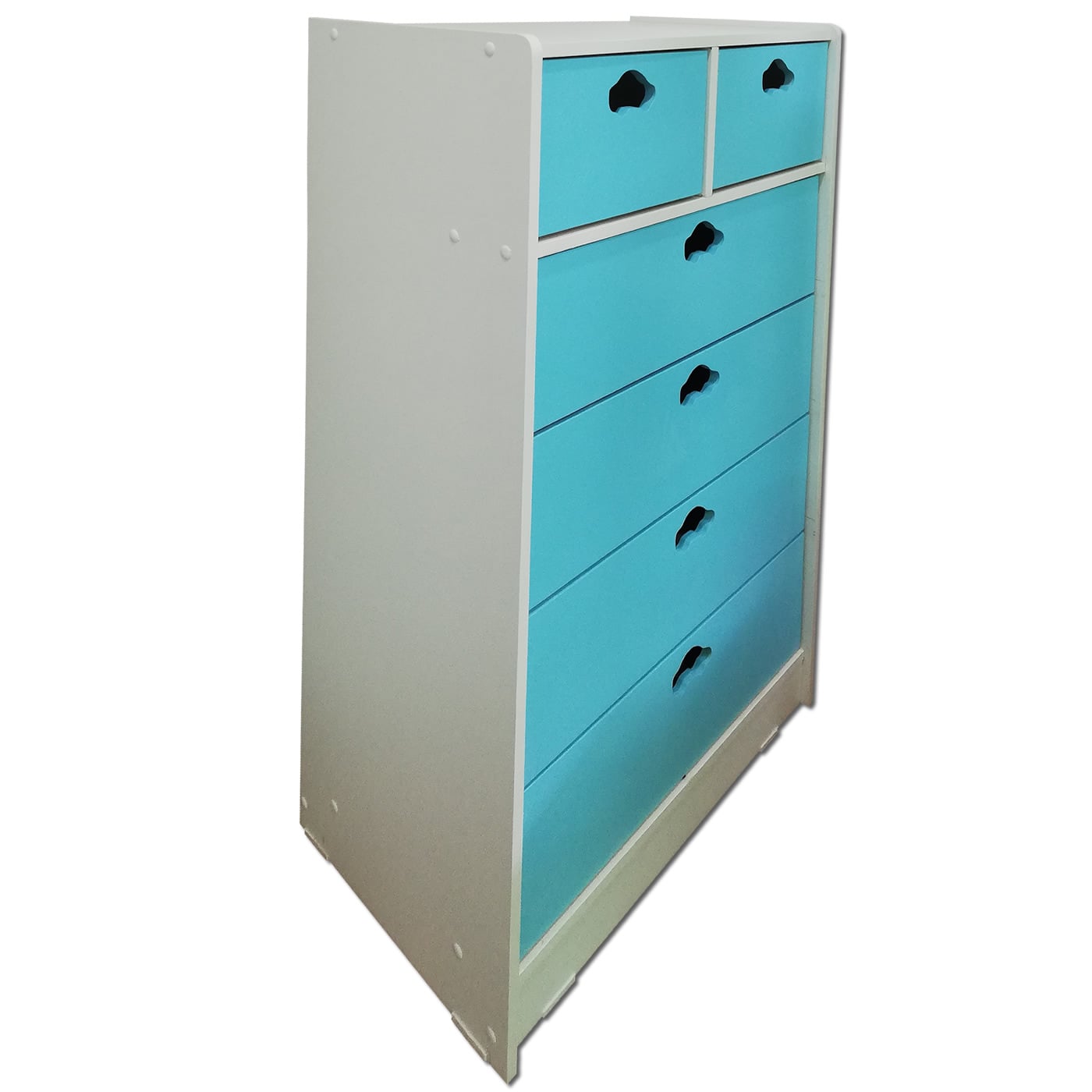 CAJONERA MUEBLES KIDS 6 CAJONES CELESTE AUTO - 1