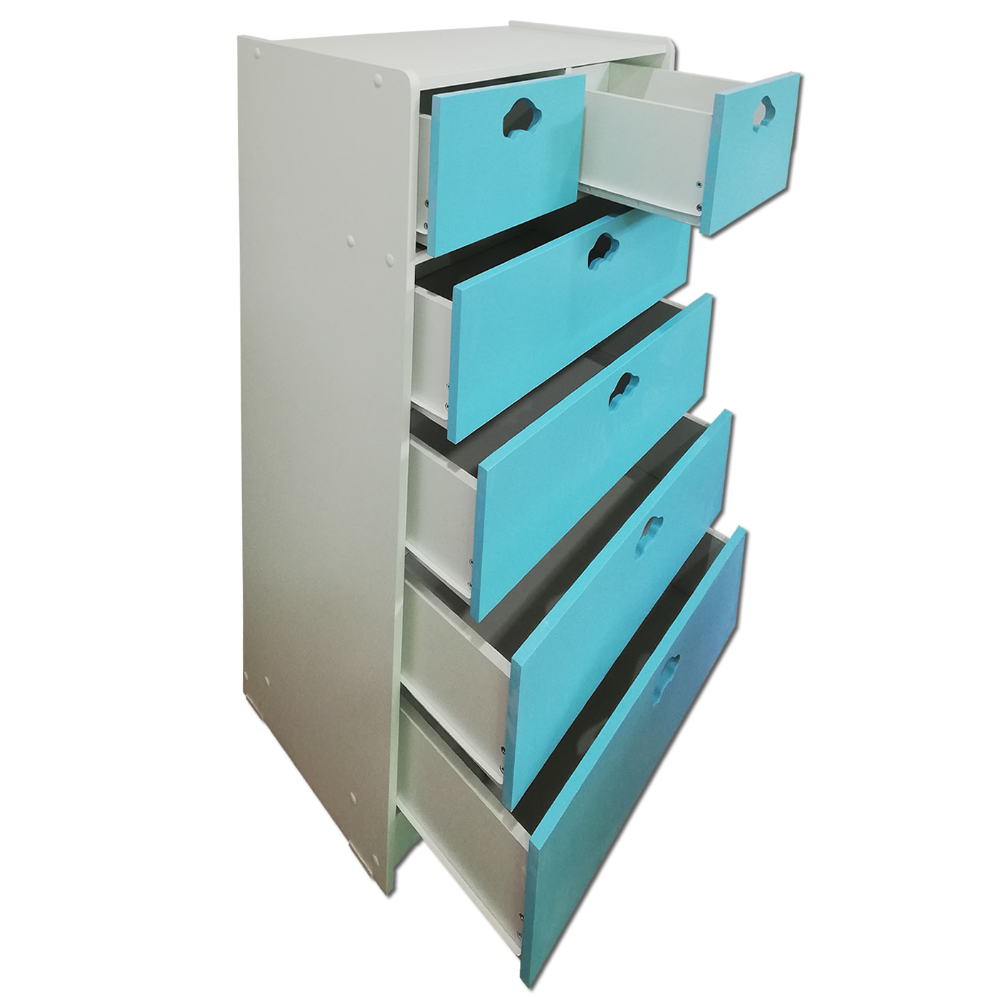 CAJONERA MUEBLES KIDS 6 CAJONES CELESTE AUTO - 2