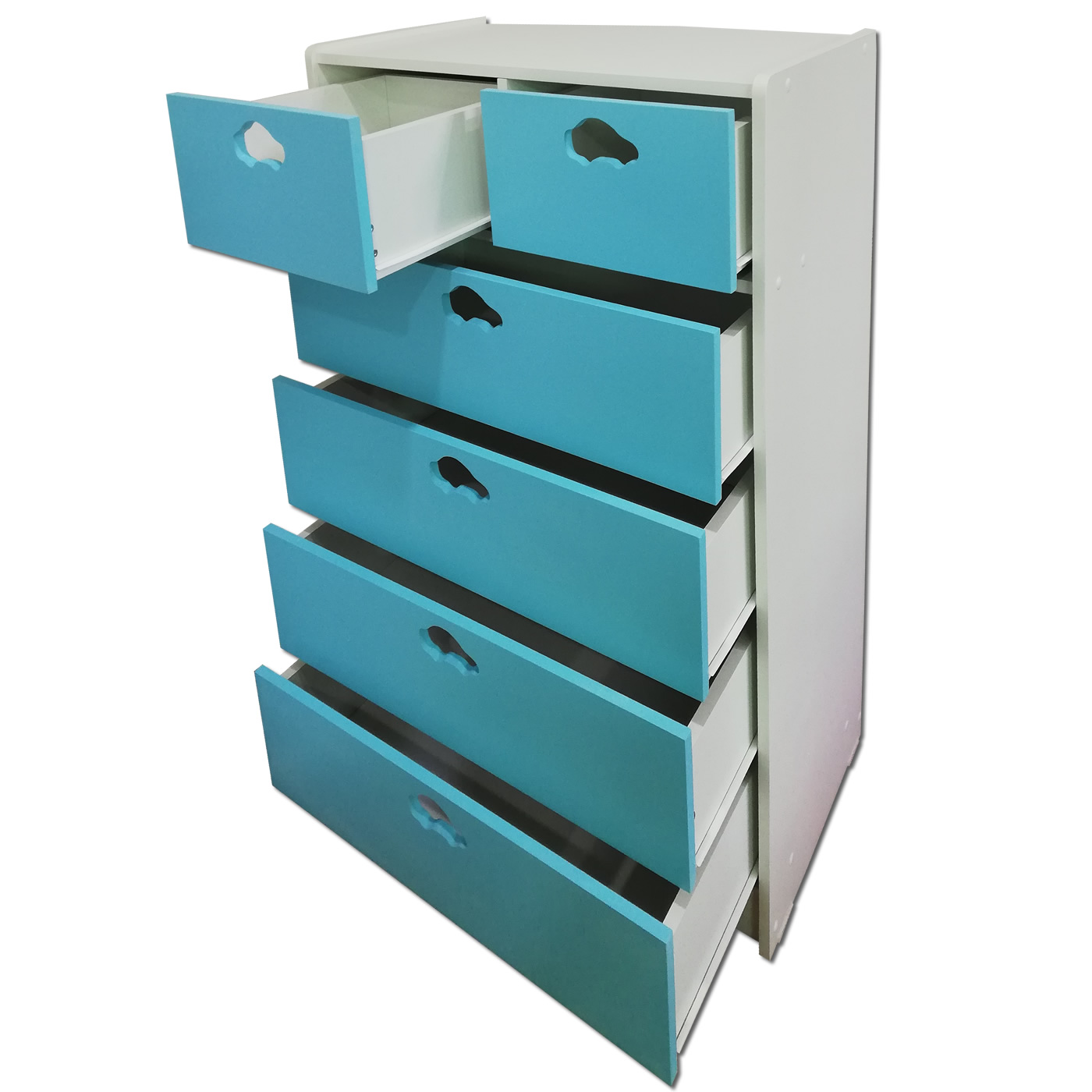 CAJONERA MUEBLES KIDS 6 CAJONES CELESTE AUTO - 3