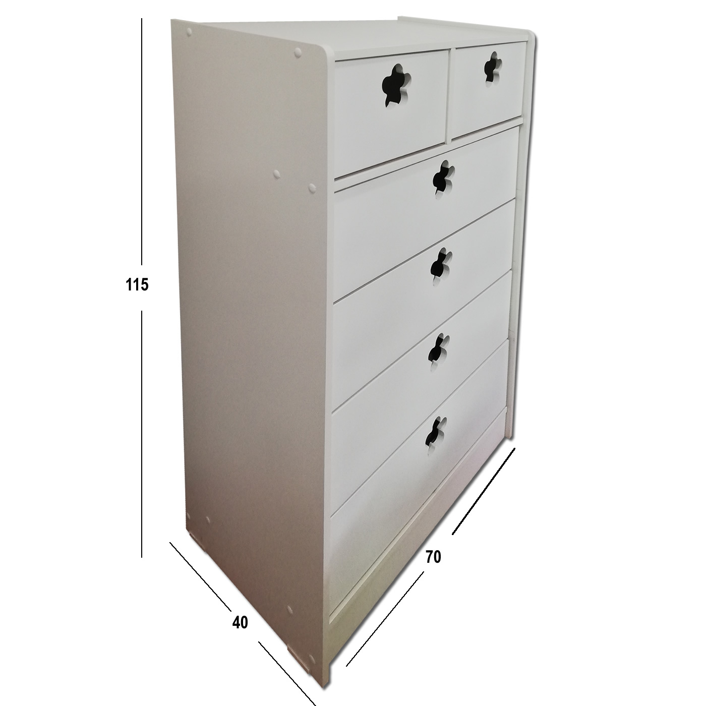 CAJONERA MUEBLES KIDS 6 CAJONES BLANCO FLOR - 2