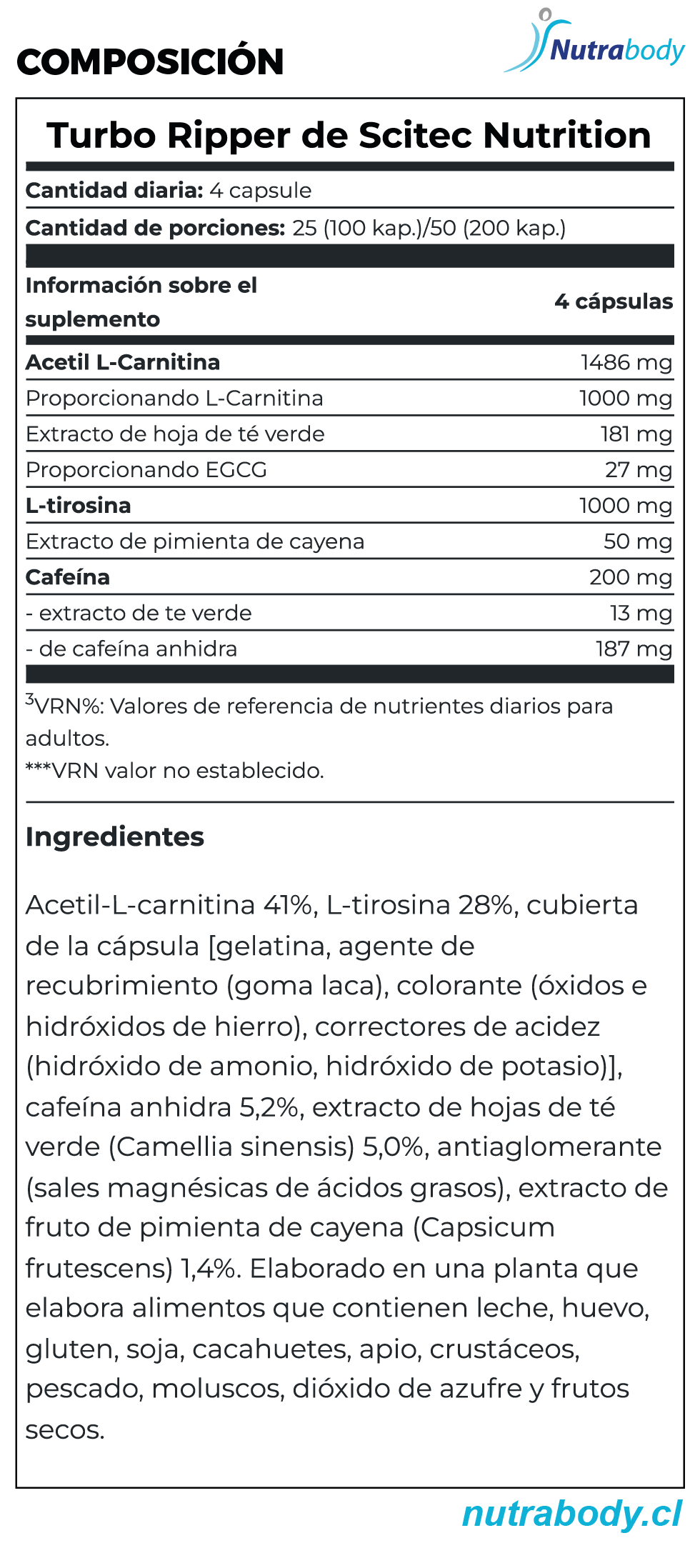 Ripley - TURBO RIPPER 100 CÁPSULAS. QUEMADOR CON ALTA DOSIS DE CAFEÍNA.