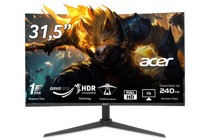 MONITOR GAMER CURVO ACER XZ320Q 31.5" FHD 1MS 240HZ CURVATURA 1500R PANEL VA ZERO-FRAME FREESYNC - 1
