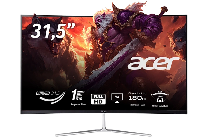 MONITOR GAMER CURVO NITRO EDA320Q 31.5" FHD CURVATURA 1500R PANEL VA ZERO-FRAME 1MS 180HZ FREESYNC - 1